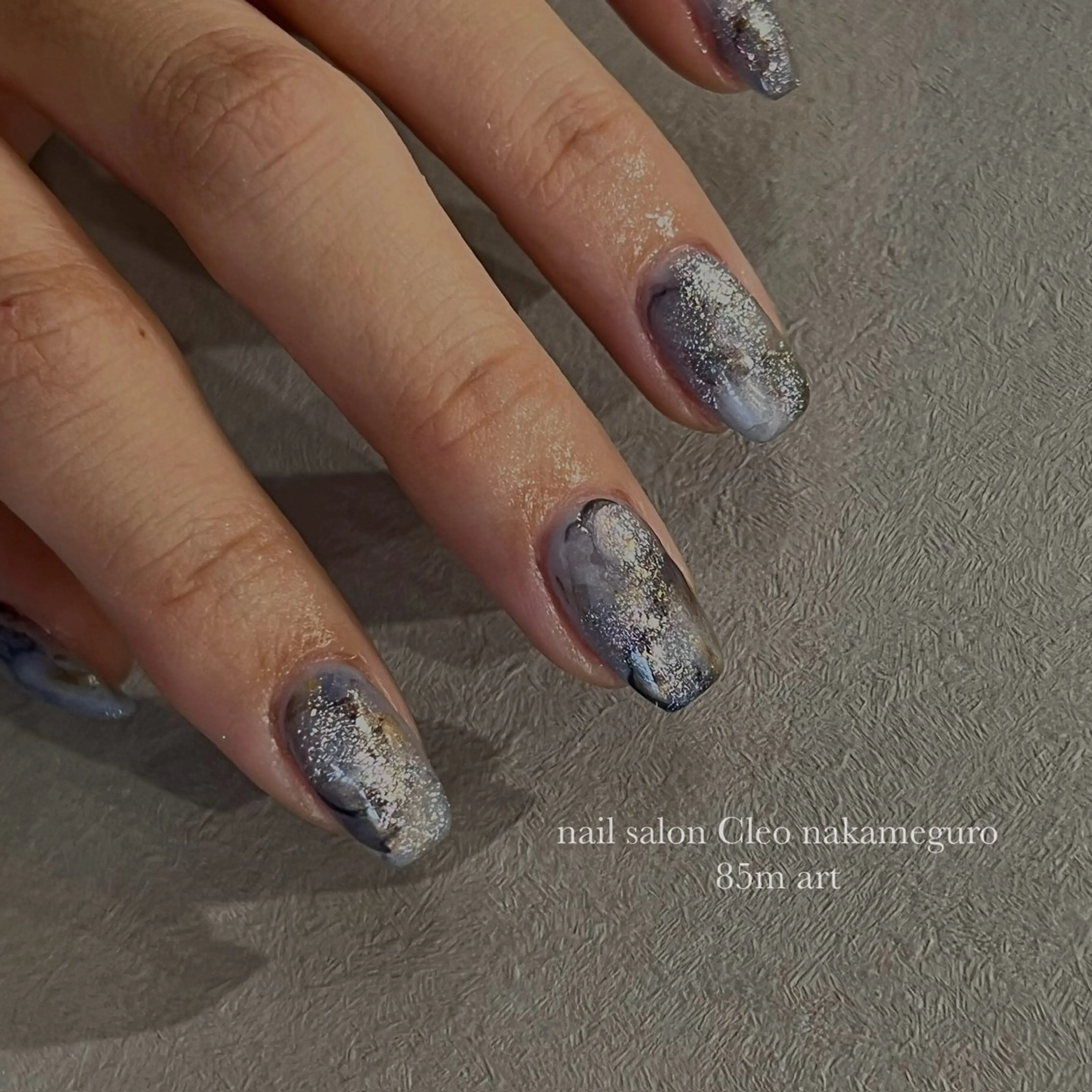 ネイル ブルー ブラウン 長さ出し ジェルネイル マグネットネイル ハンドネイル Cleo中目黒店 Hinahoのネイルデザイン