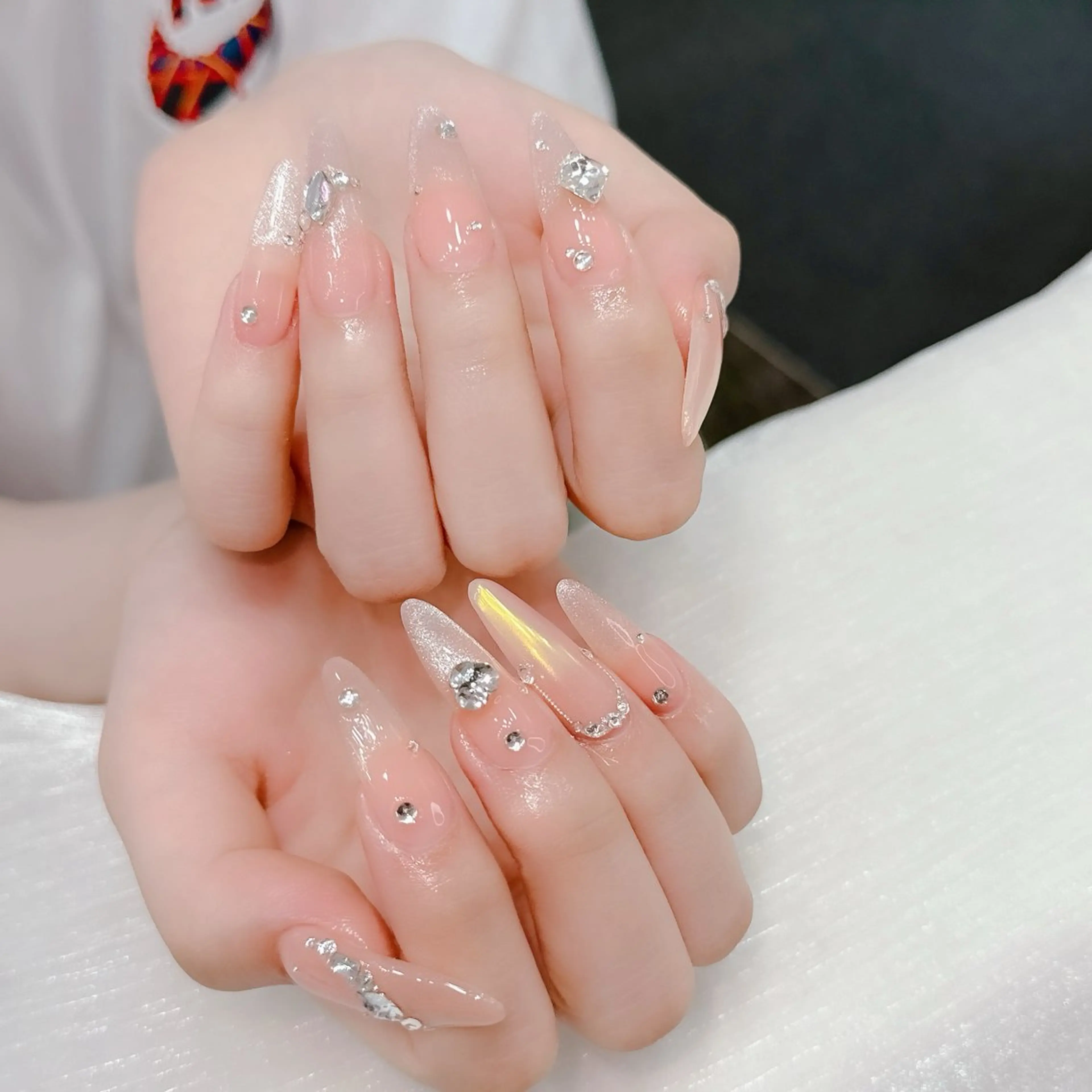 ネイル 長さ出し フレンチネイル 韓国ネイル レース マグネットネイル ハンドネイル nami ナミのネイルデザイン