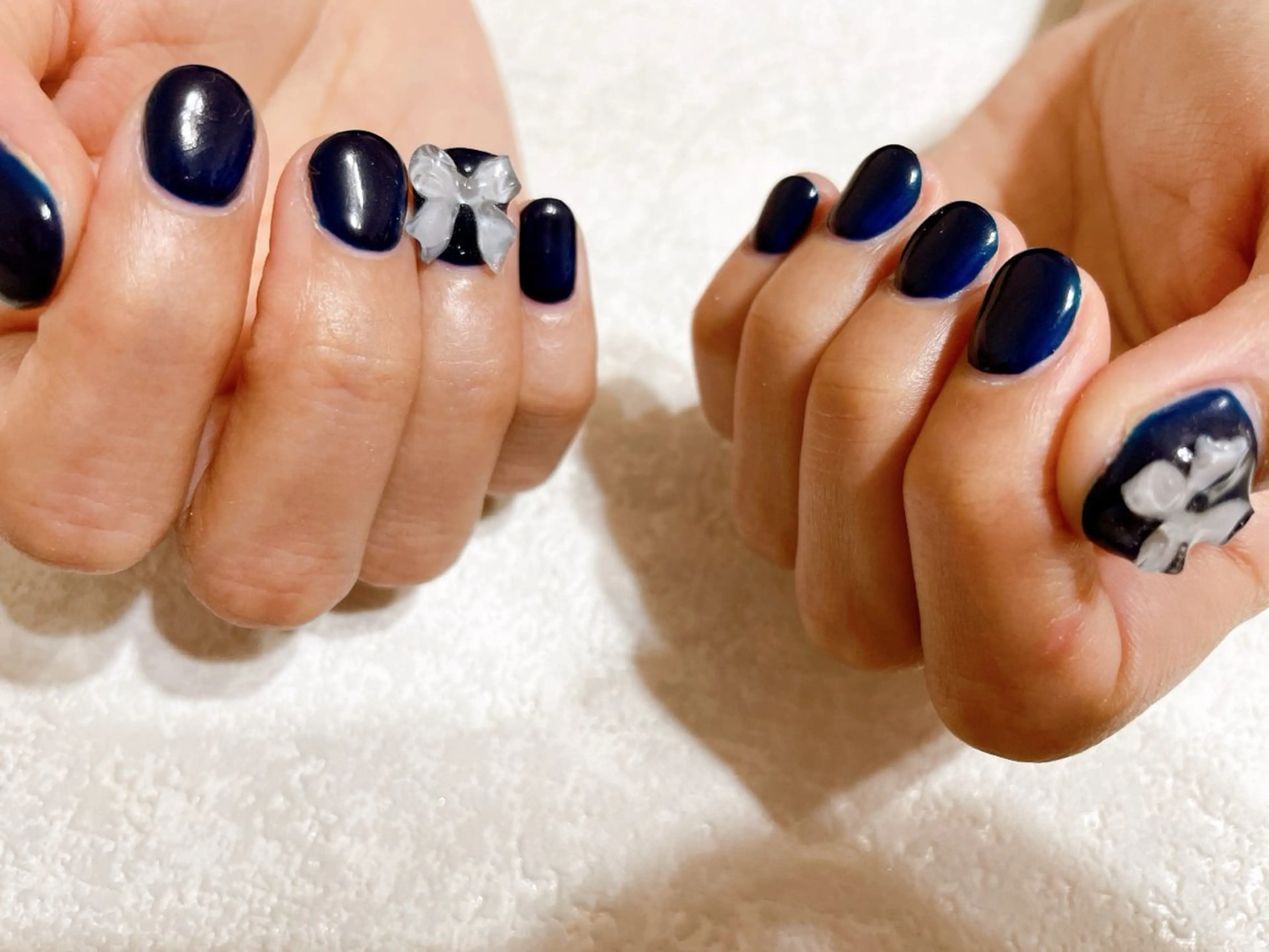 ネイル ジェルネイル 韓国ネイル ネイビー ワンカラーネイル パラジェル kikinail 溝の口のネイルデザイン