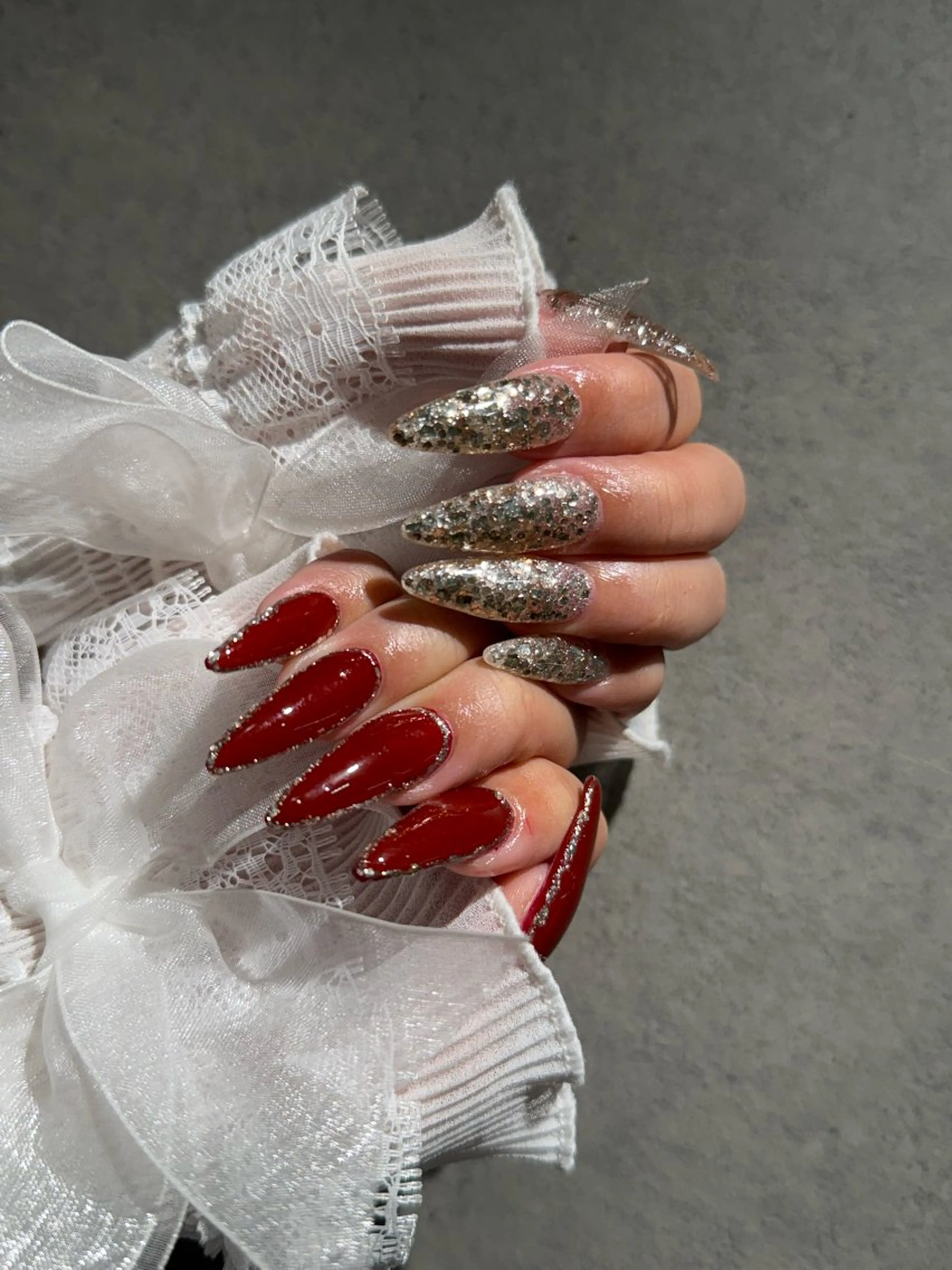 ネイル I-nailロング /ワンホン/キラキラのネイルデザイン