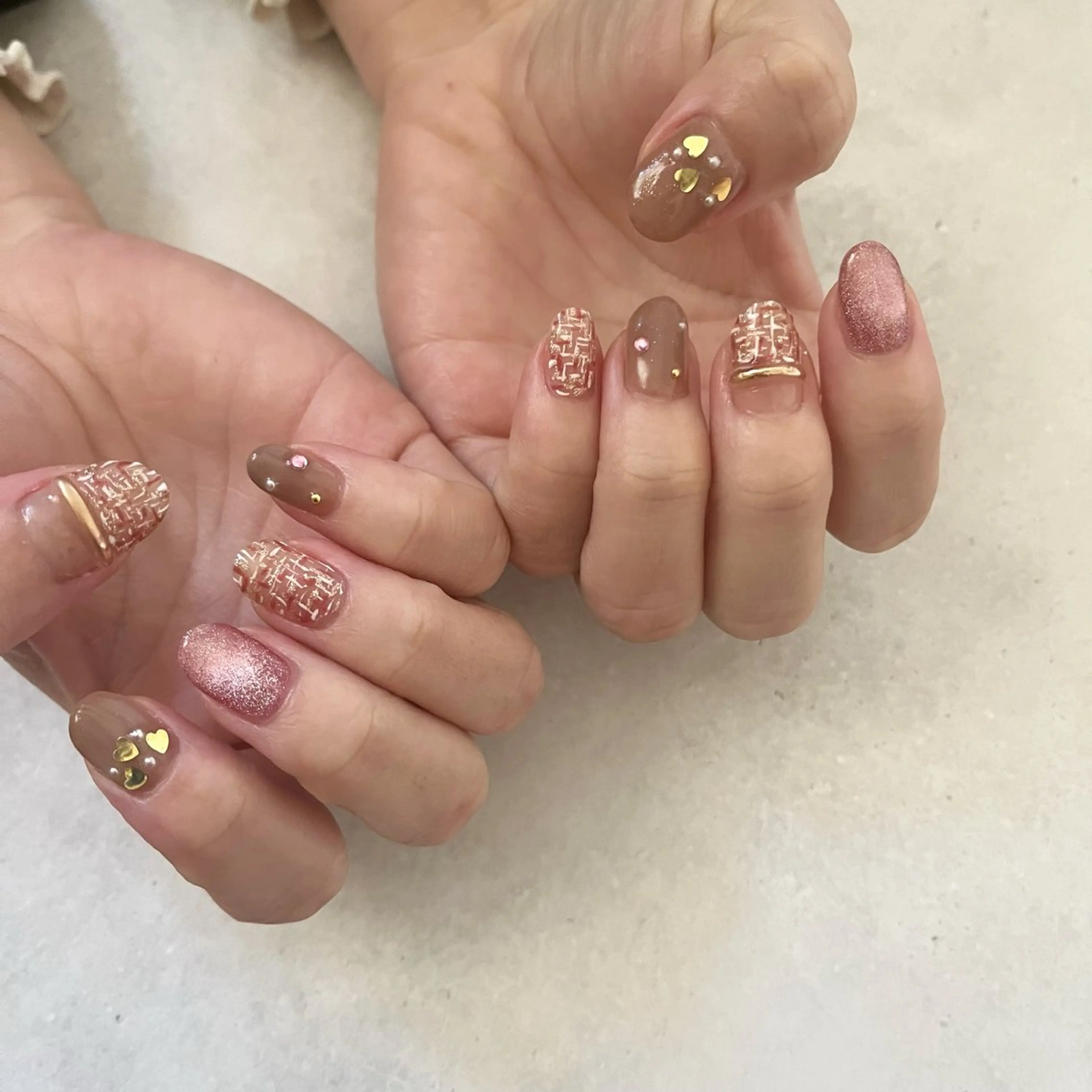 ネイル ツイードネイル バレンタイン K Aのネイルデザイン