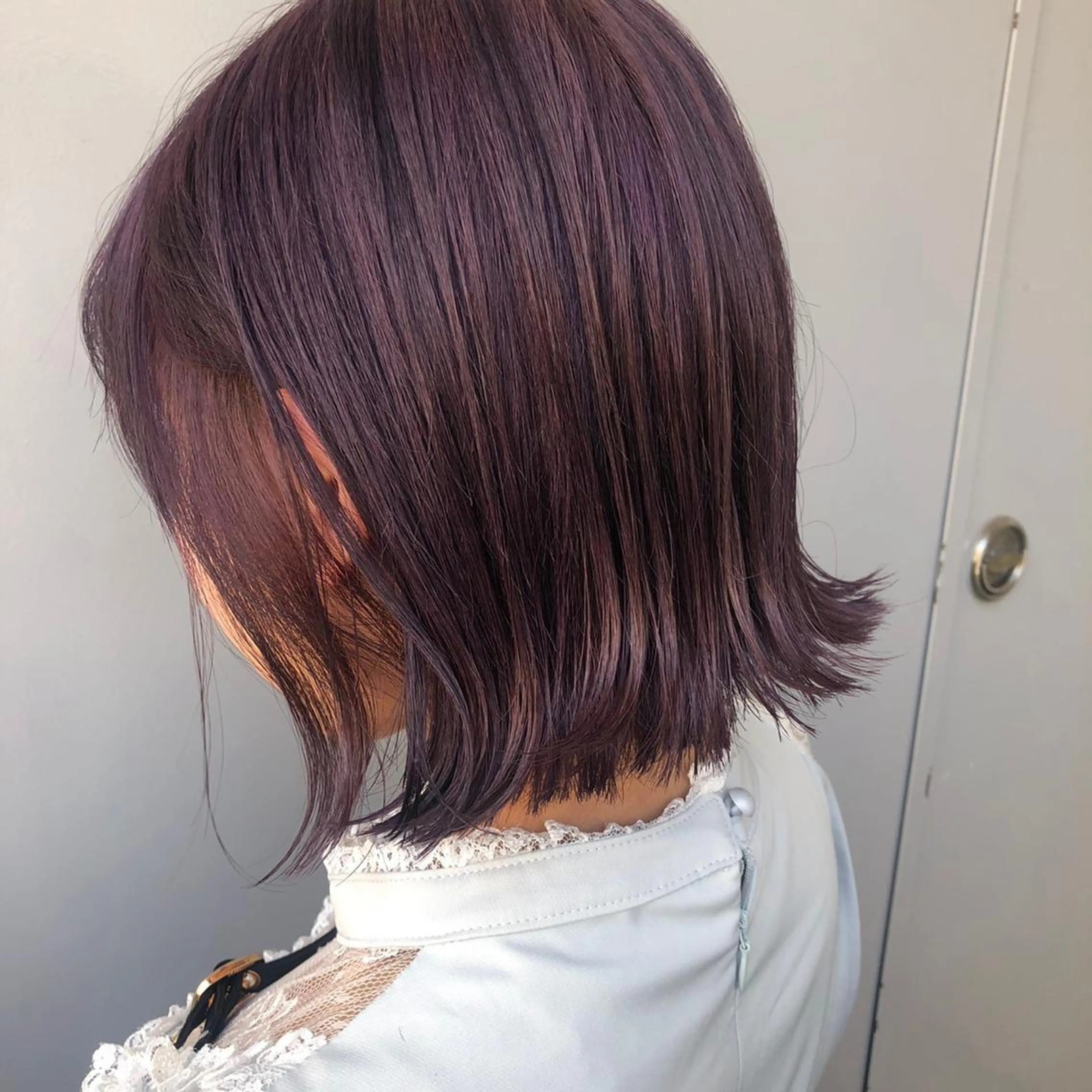 ショート カラー パーマ ヘアアレンジ メンズ ネイル マツエク・マツパ 黒髪 ブルーカラー ブルーブラック ラベンダーカラー パープルカラー linette所属・🐩推し活🐩 FUTABA🍒のヘアスタイル