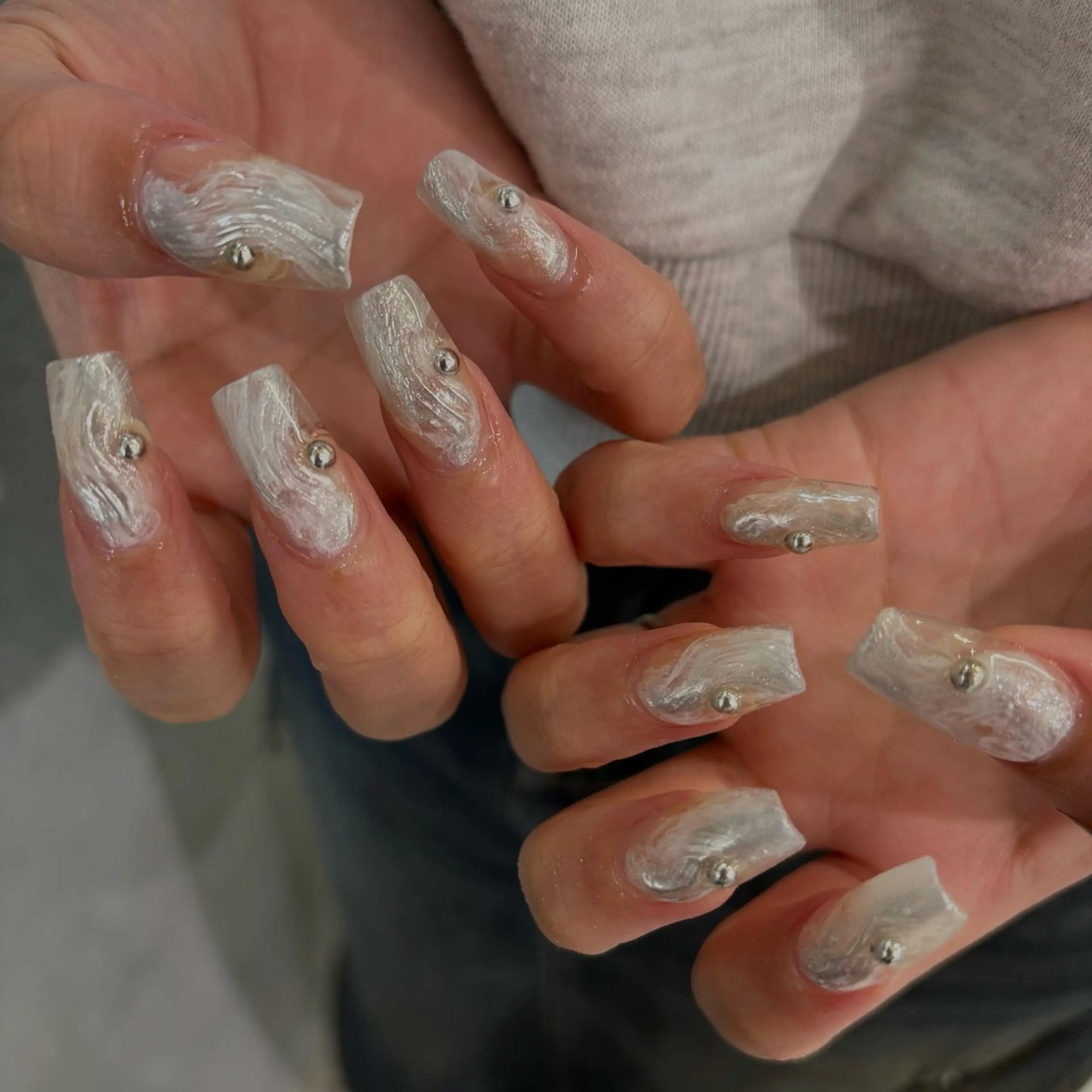 ネイル アートネイル 長さ出し 持ち込み ニュアンスネイル ストーンネイル vante_aimi .パラジェル取扱店のネイルデザイン