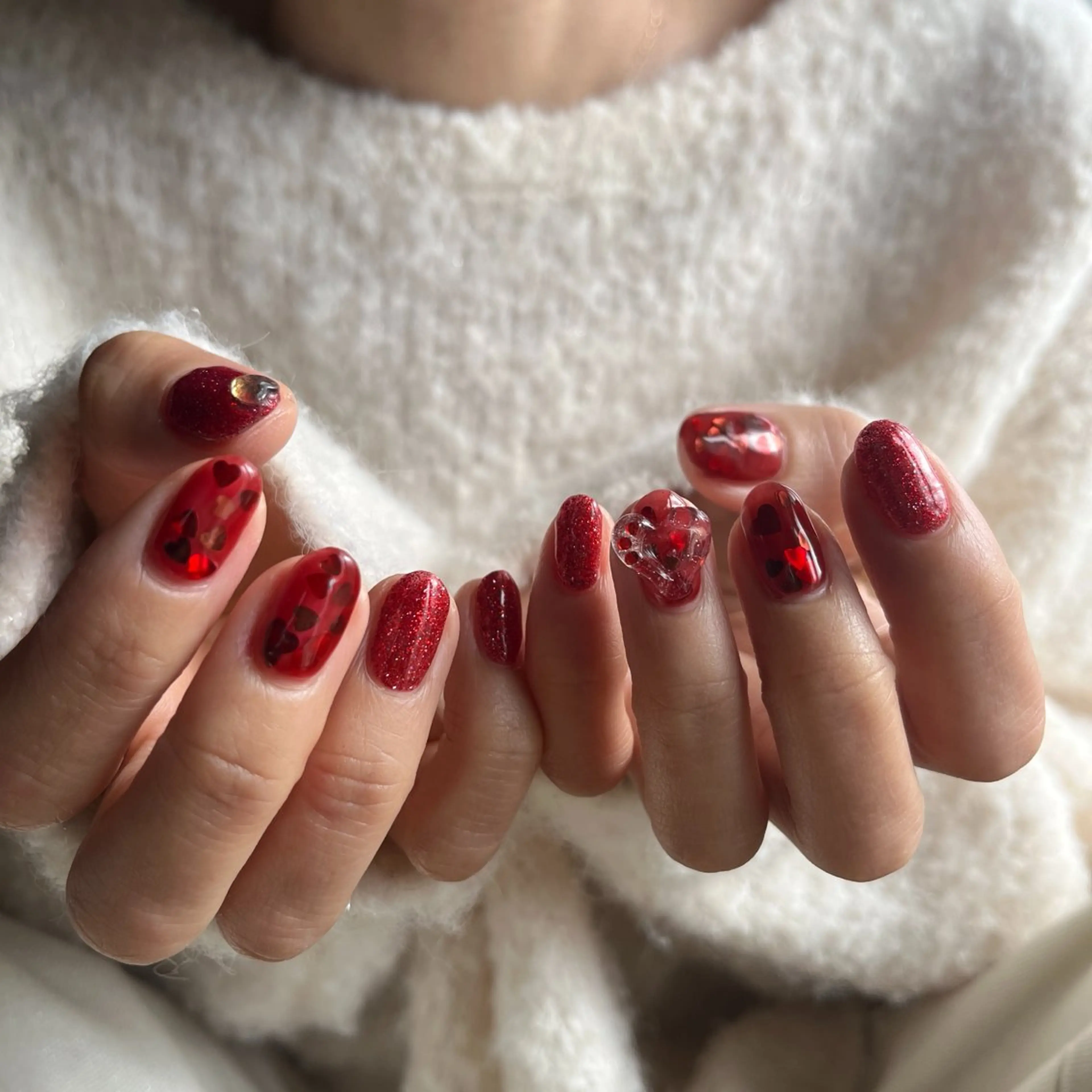 ネイル フラッシュネイル ハート ホログラムネイル キラキラネイル 韓国ネイル ハンドネイル tytto nail ❤︎‪‪eri‪‪のネイルデザイン