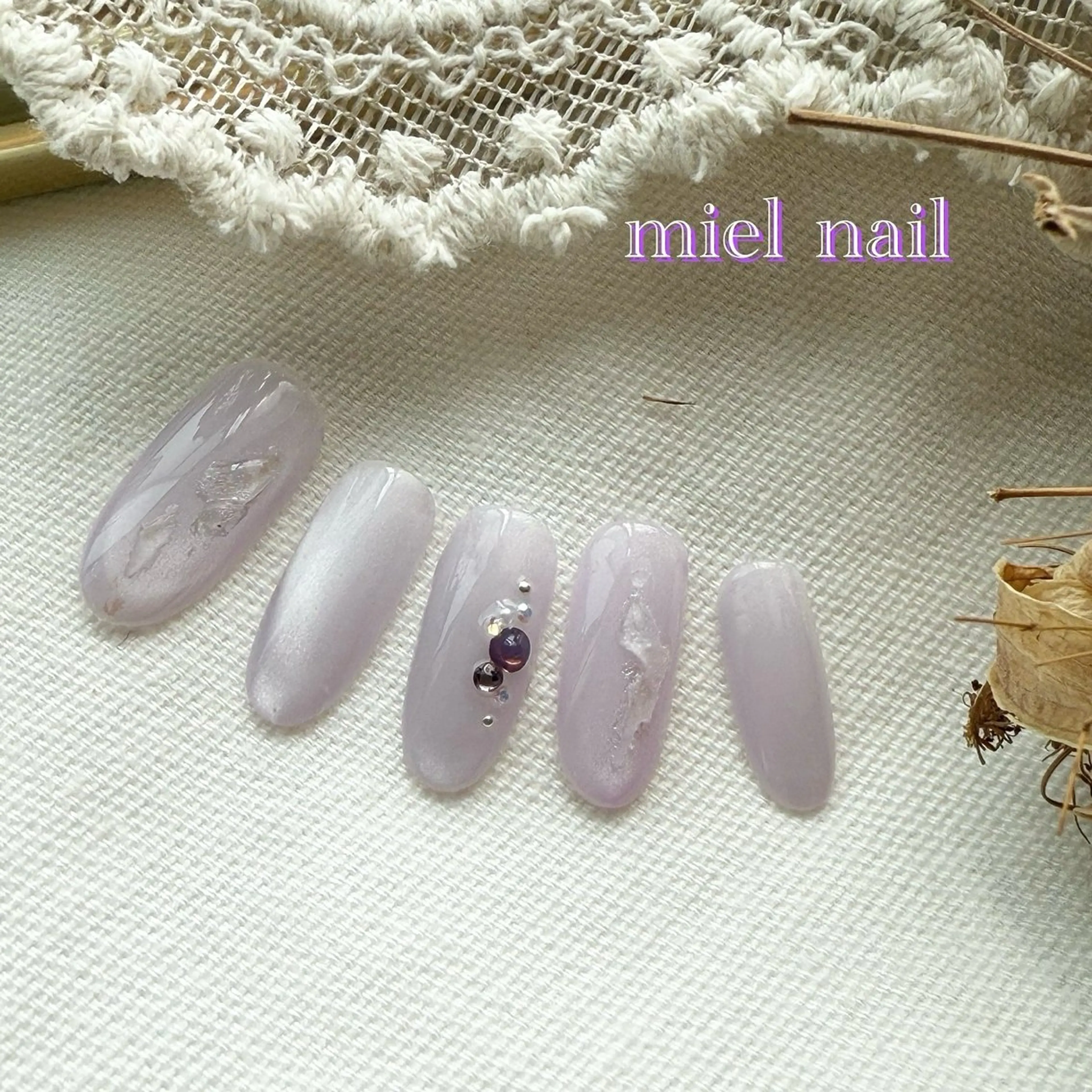 ネイル パープル ハンドネイル miel nailのネイルデザイン