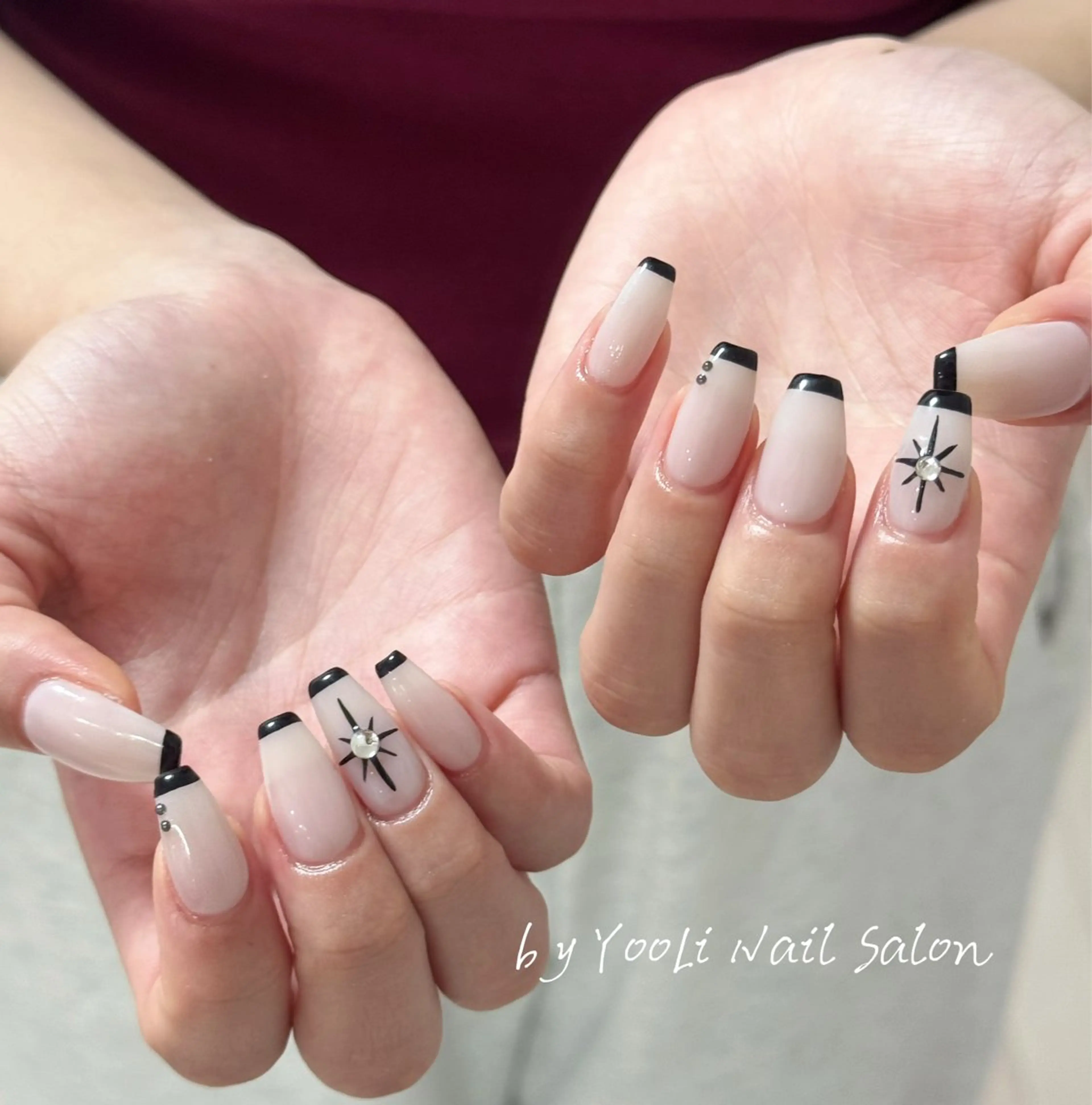 ネイル アートネイル オーロラネイル チークネイル フレンチネイル ガラスフレンチ ハンドネイル 🎀🎀YooLi Nail Salonのネイルデザイン