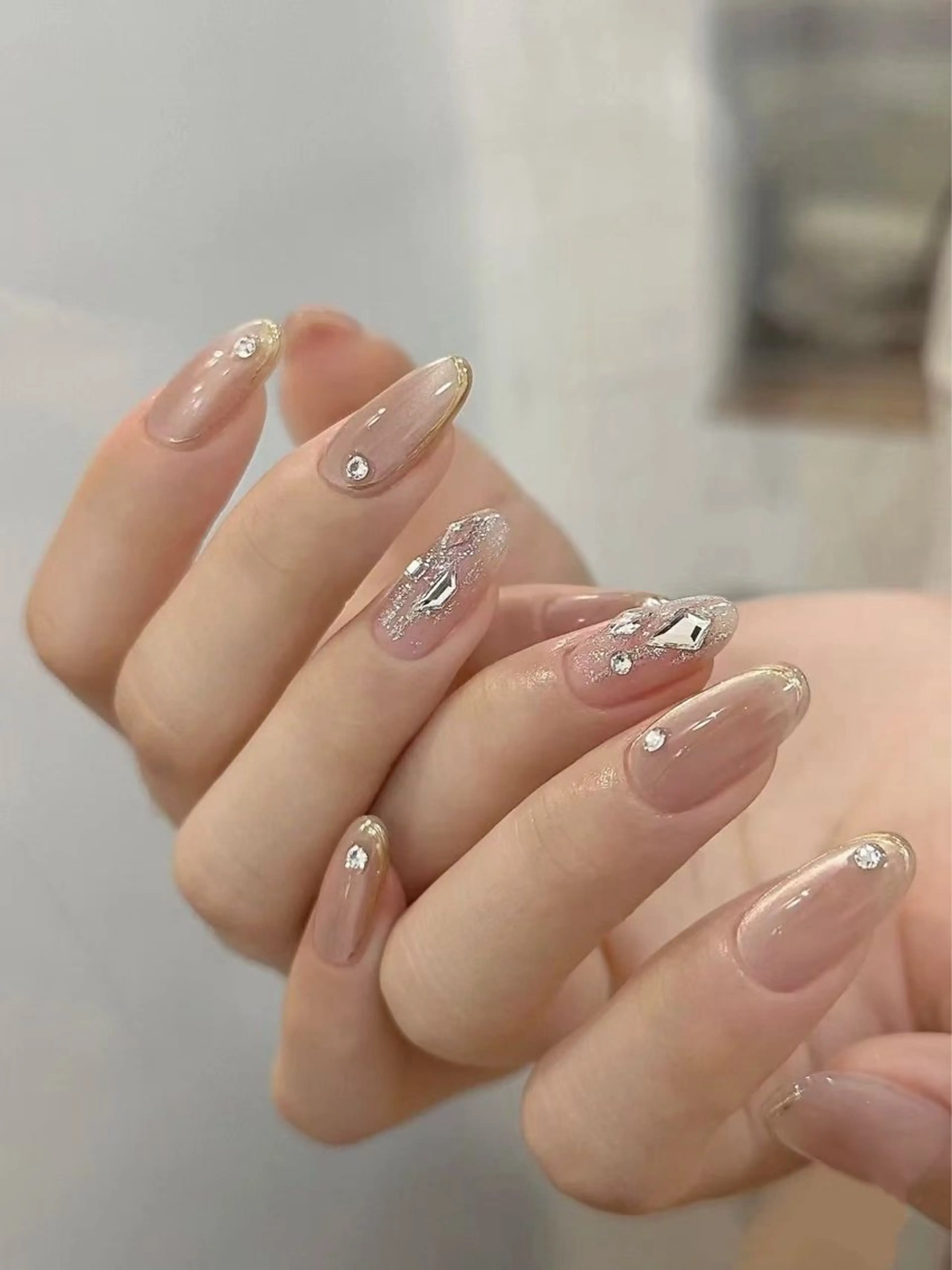 ネイル フラワーネイル フレンチネイル ジェルネイル ガラスフレンチ ハート ハンドネイル BabyYouMi nailのネイルデザイン