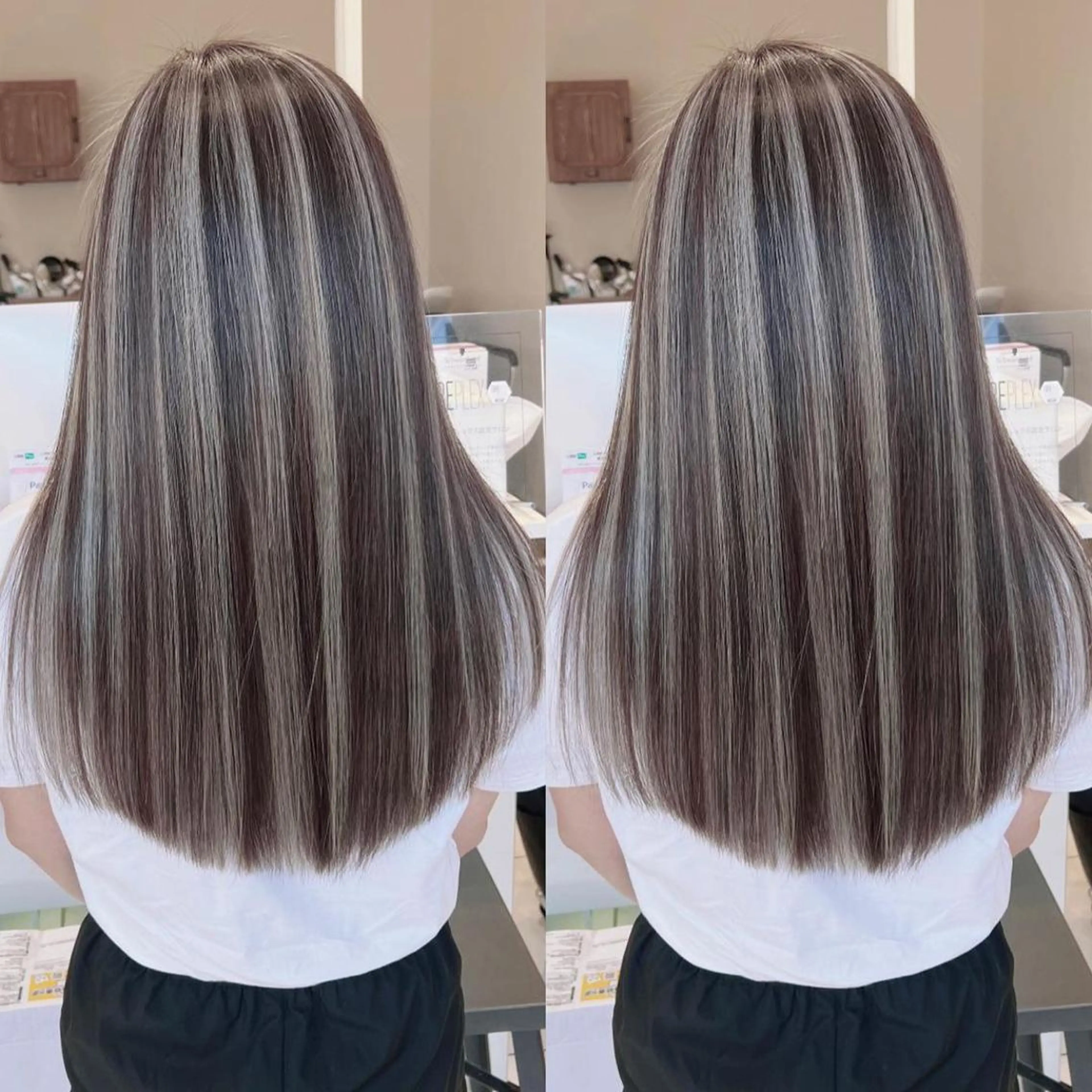 ロング カラー ブリーチ ケアブリーチ ハイライトカラー インナーカラー ハイライト ヘアカラー オフホワイトアンドなんば所属・福西 洋斗のヘアスタイル