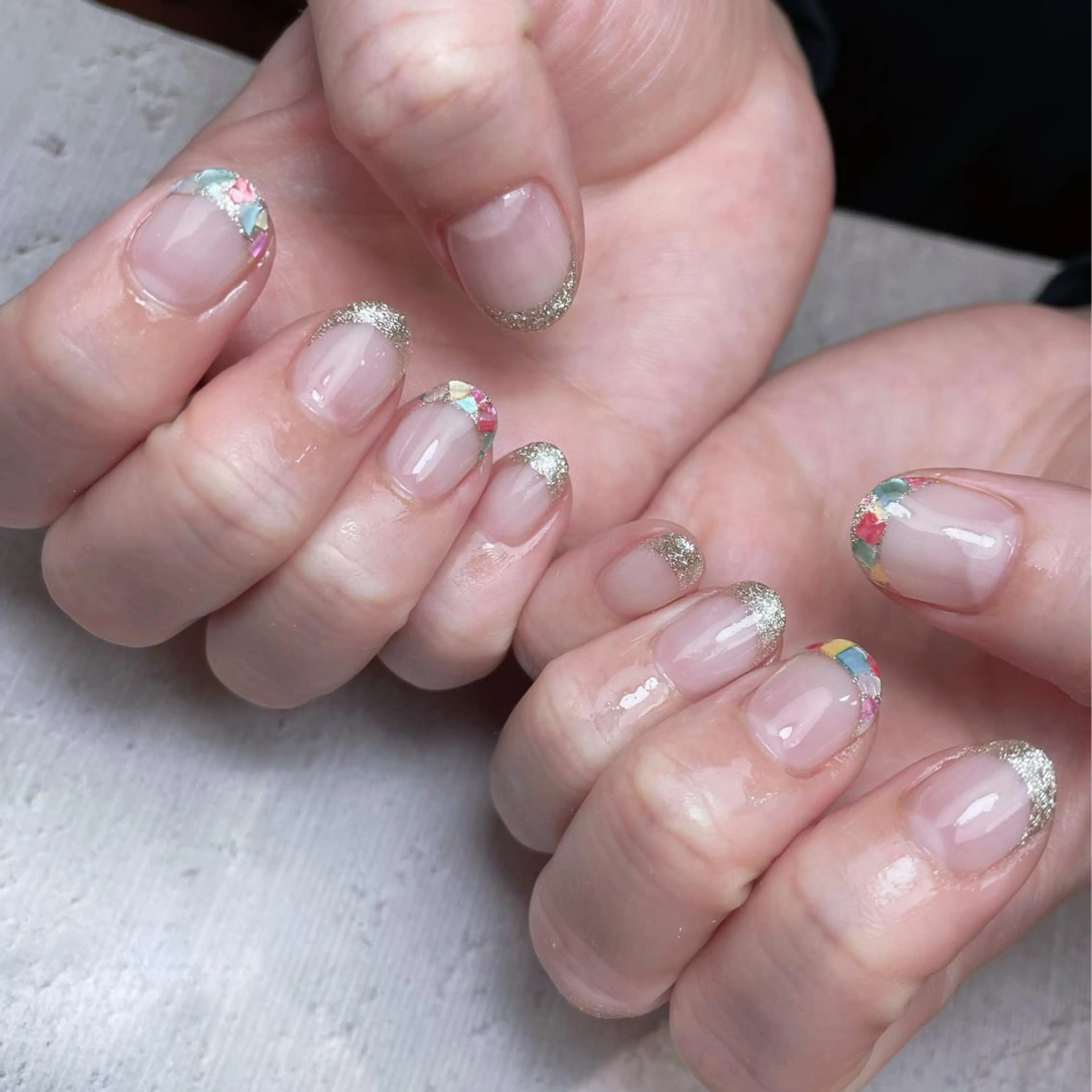 ネイル アートネイル フレンチネイル ラメ(グリッター) ハンドネイル nail&eyelash mate所属・京都/東向日/桂 ayumiのネイルデザイン