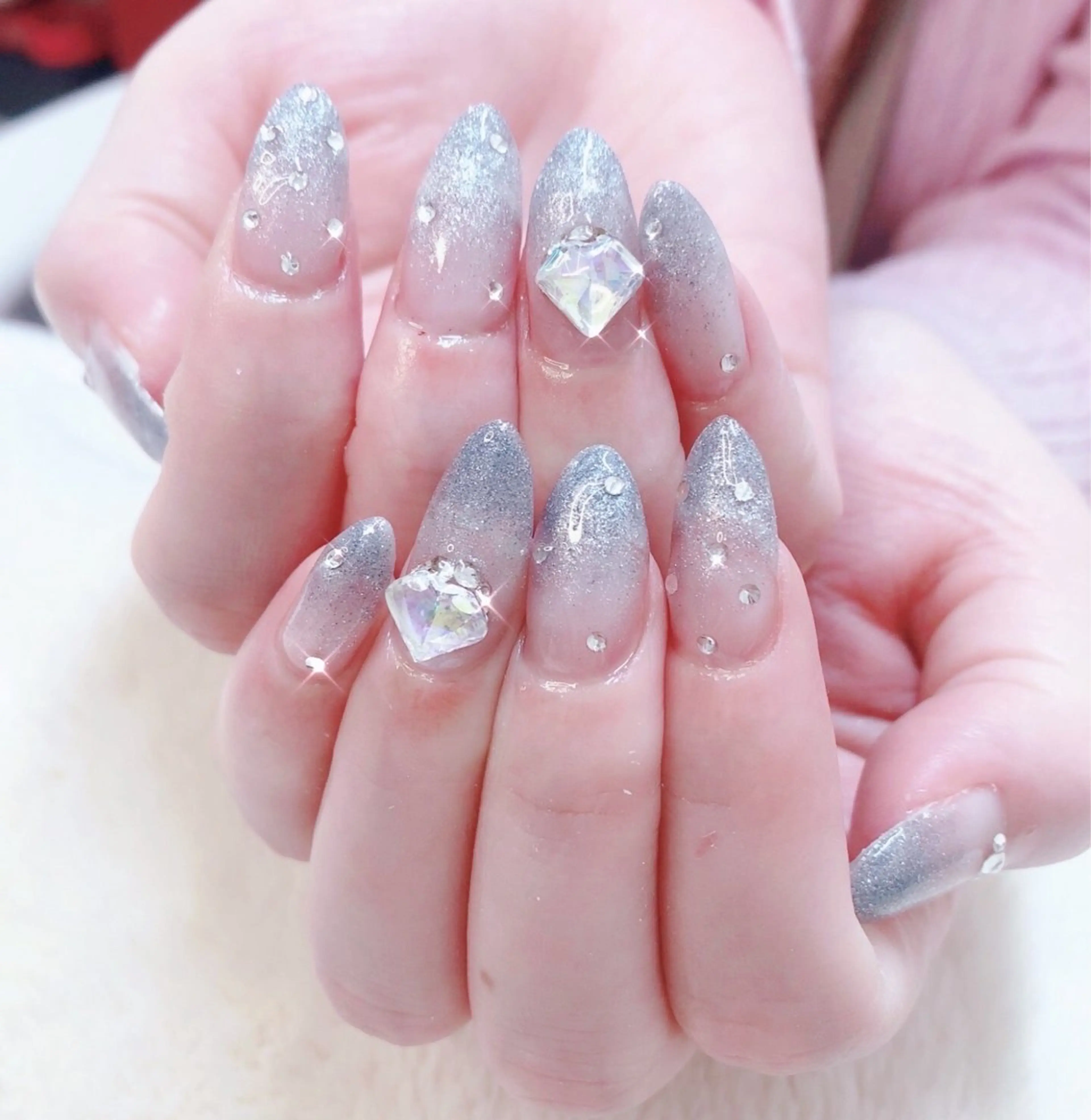 ネイル 成人式 フレンチネイル ジェルネイル ガラスフレンチ グラデーション ハンドネイル ハンドケア 大門浜松町 ネイルのネイルデザイン