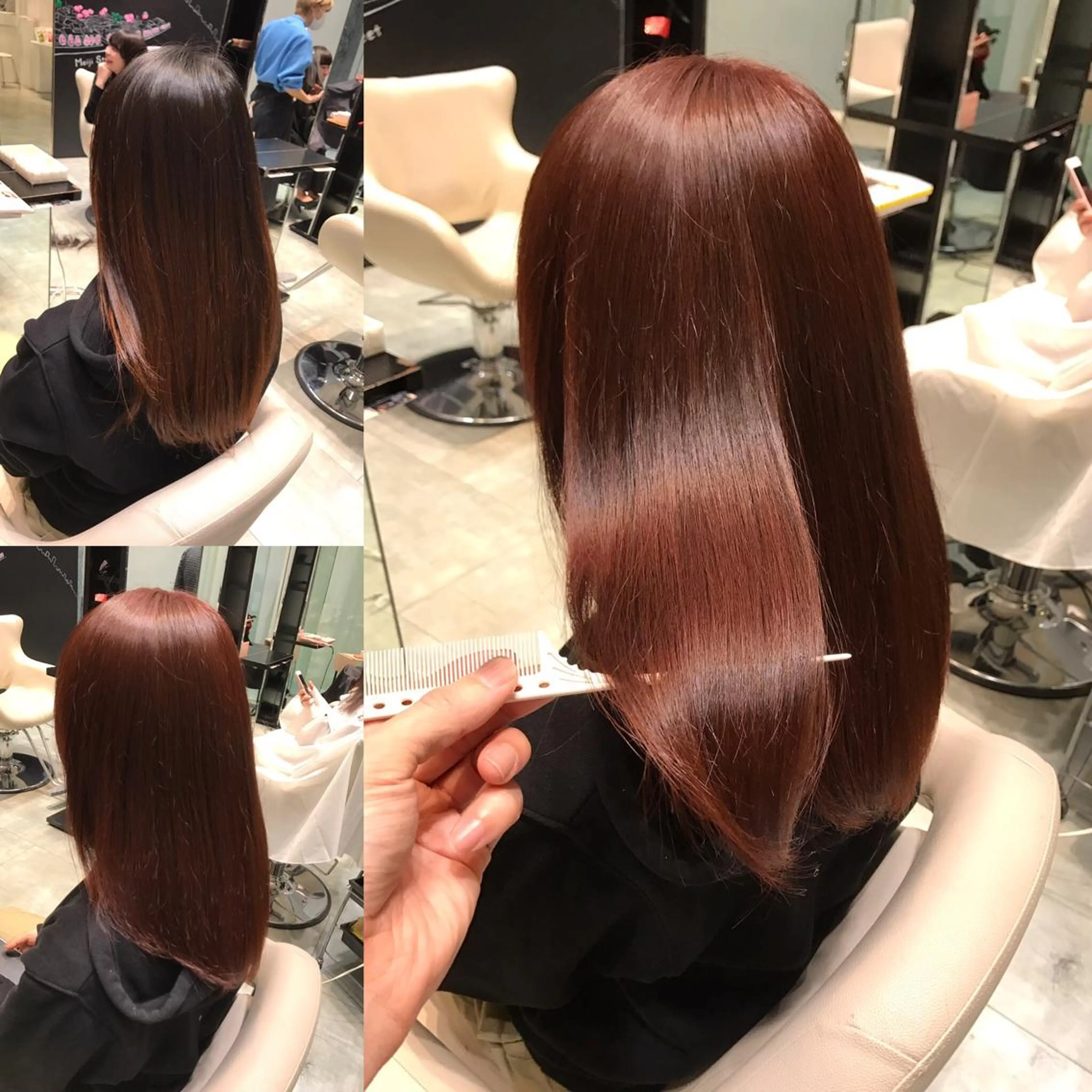 セミロング カラー ヘアアレンジ ブラウンカラー ピンクカラー ピンクブラウン Re:ta KANZOのヘアスタイル