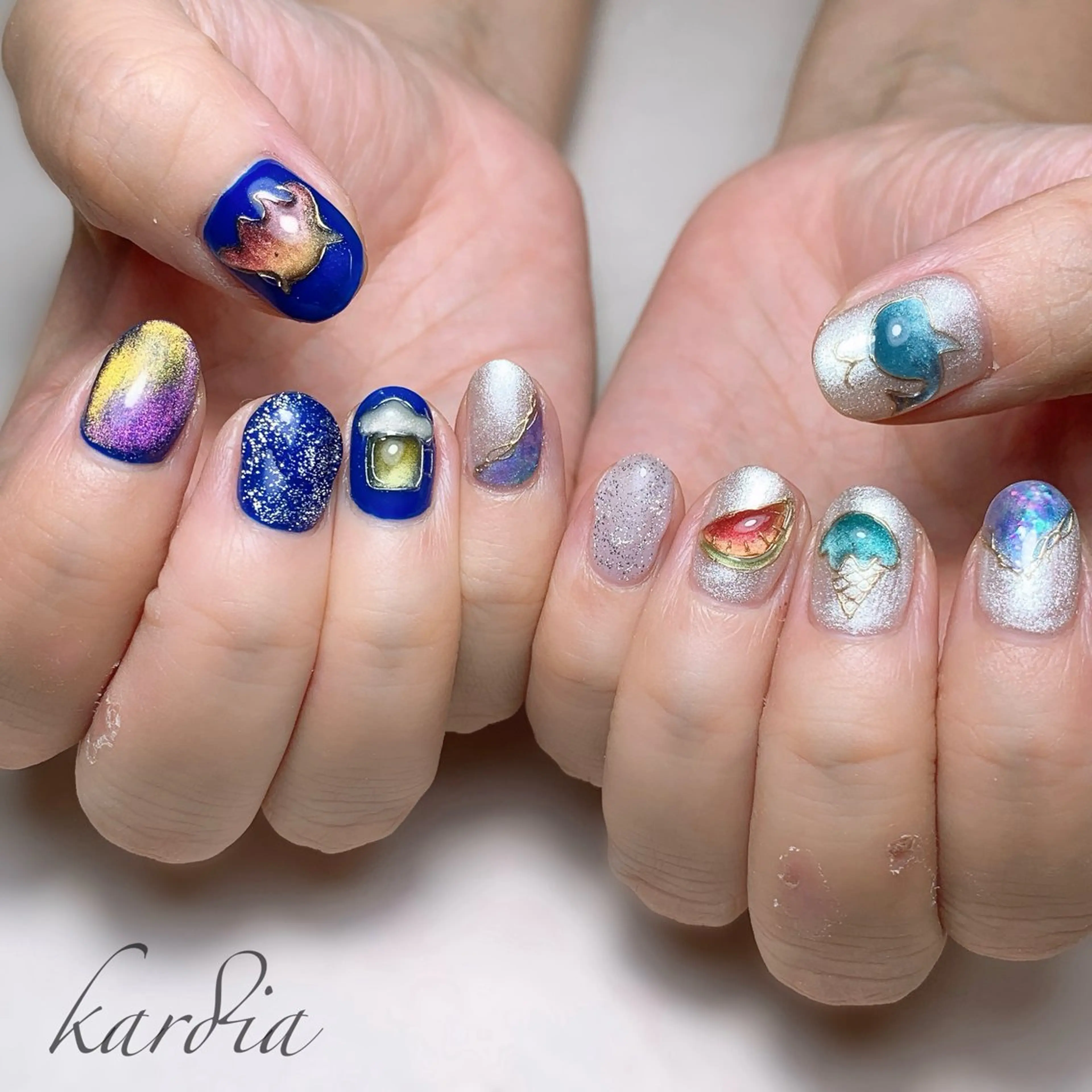 ネイル ハンドネイル καρδιά -ｶﾙﾃﾞｨｱ-のネイルデザイン