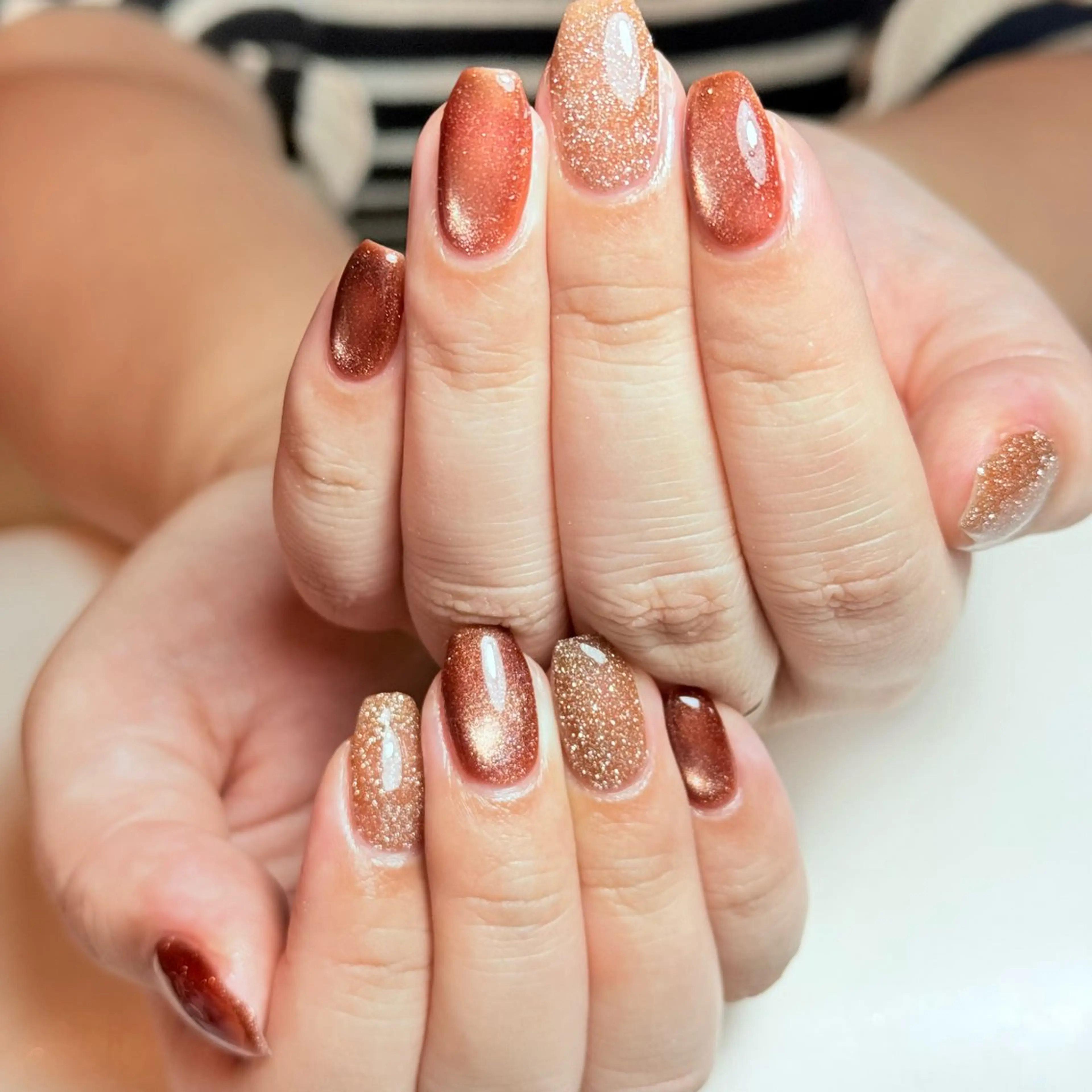 ネイル チークネイル フレンチネイル グラデーション キラキラネイル 韓国ネイル ハンドネイル Risa_ Nailのネイルデザイン