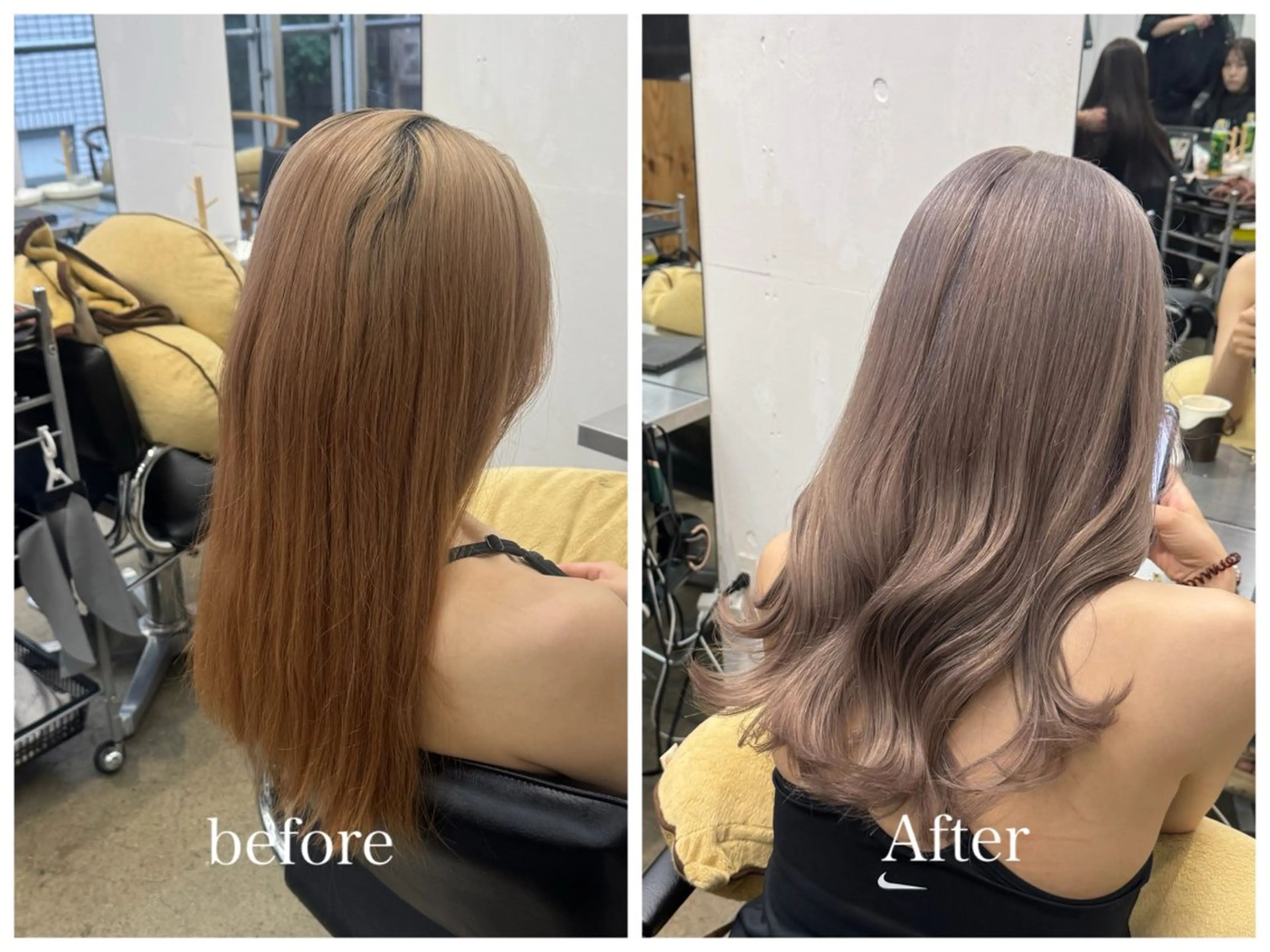 ロング カラー ベージュカラー ミルクティーベージュ ホワイトミルクティーベージュ 新宿 似合わせカラー HINAのヘアスタイル