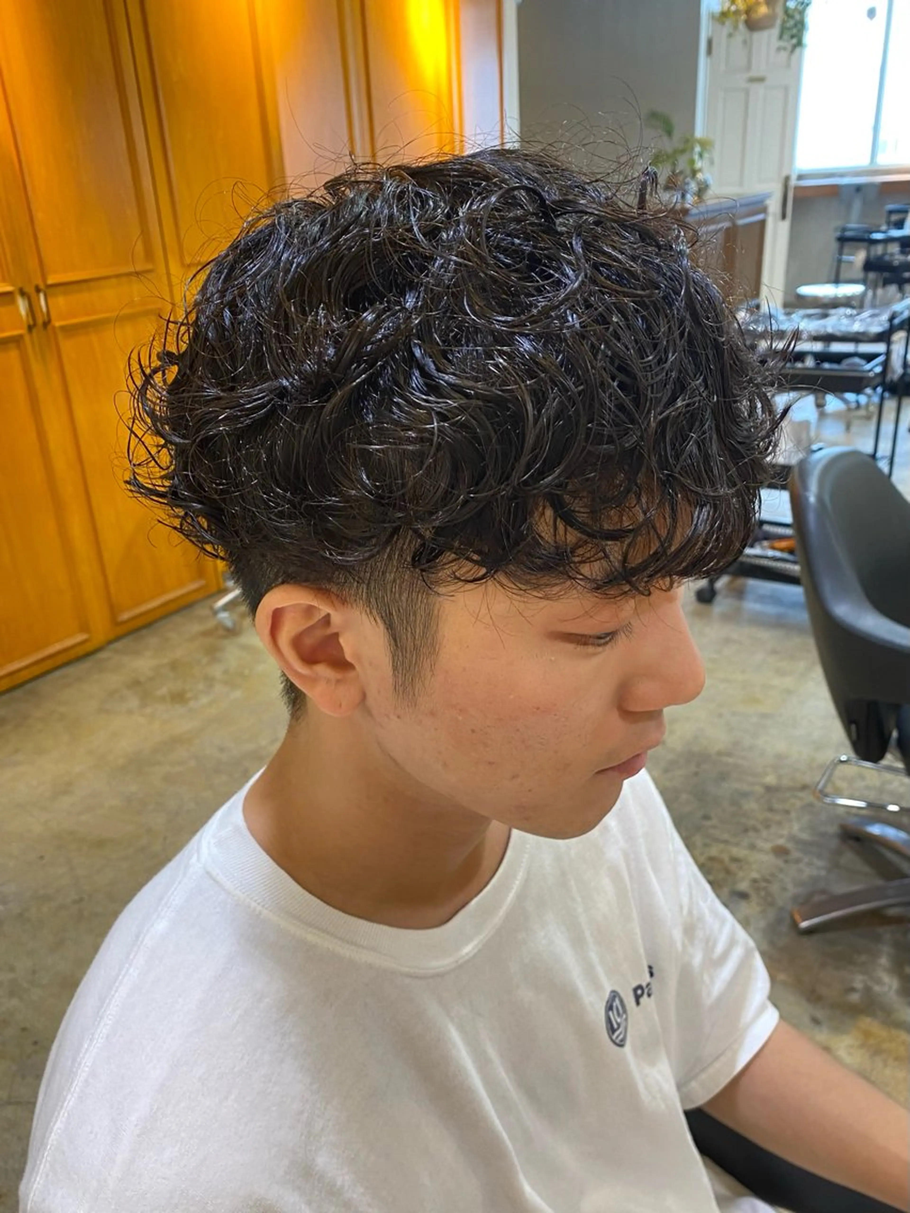 ミディアム パーマ メンズ カット パーマ トリートメント レイヤーボブ/ 艶カラー/サナ🌼のヘアスタイル