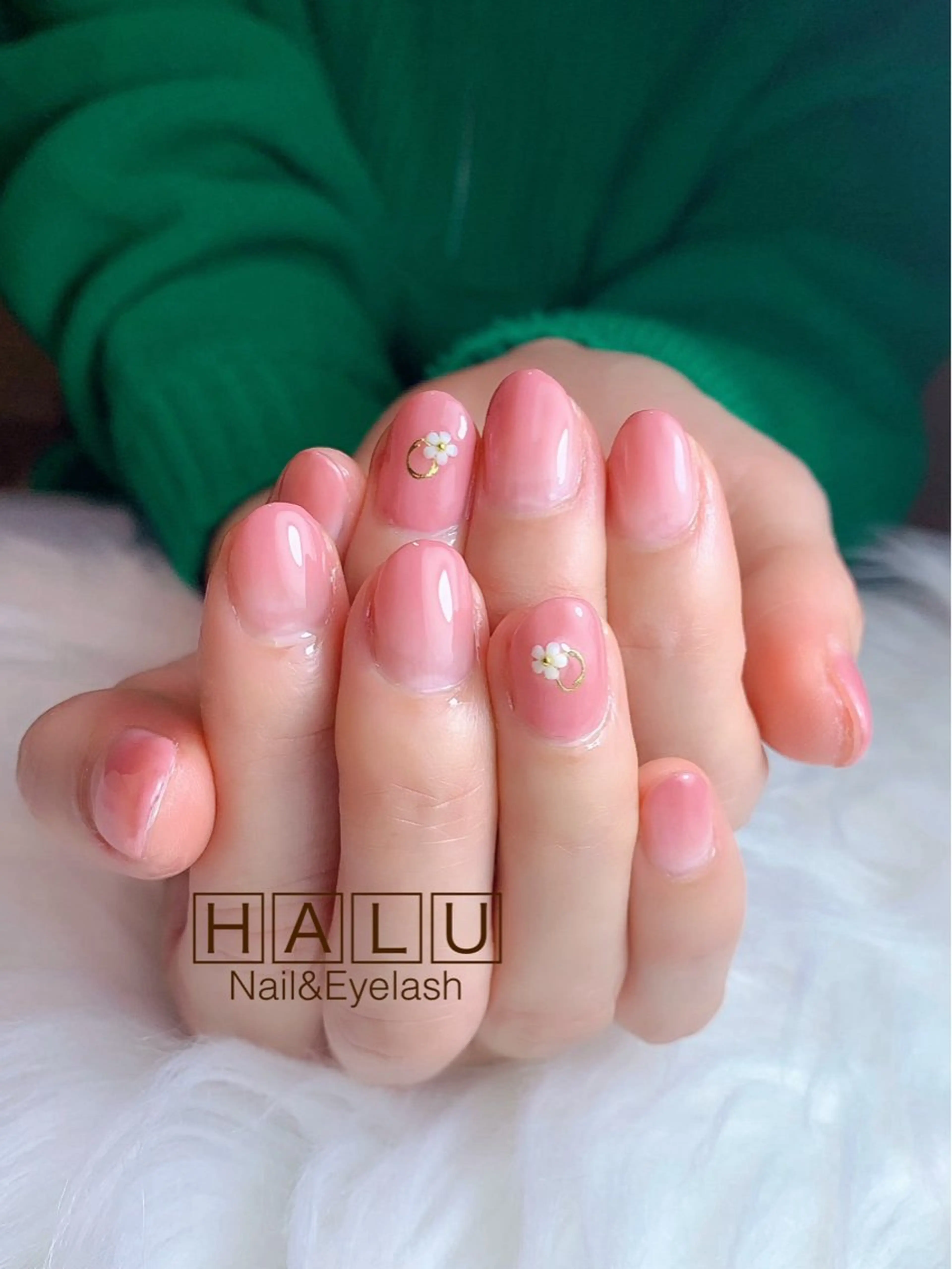 ネイル フラワーネイル ピンク HALU ハルのネイルデザイン