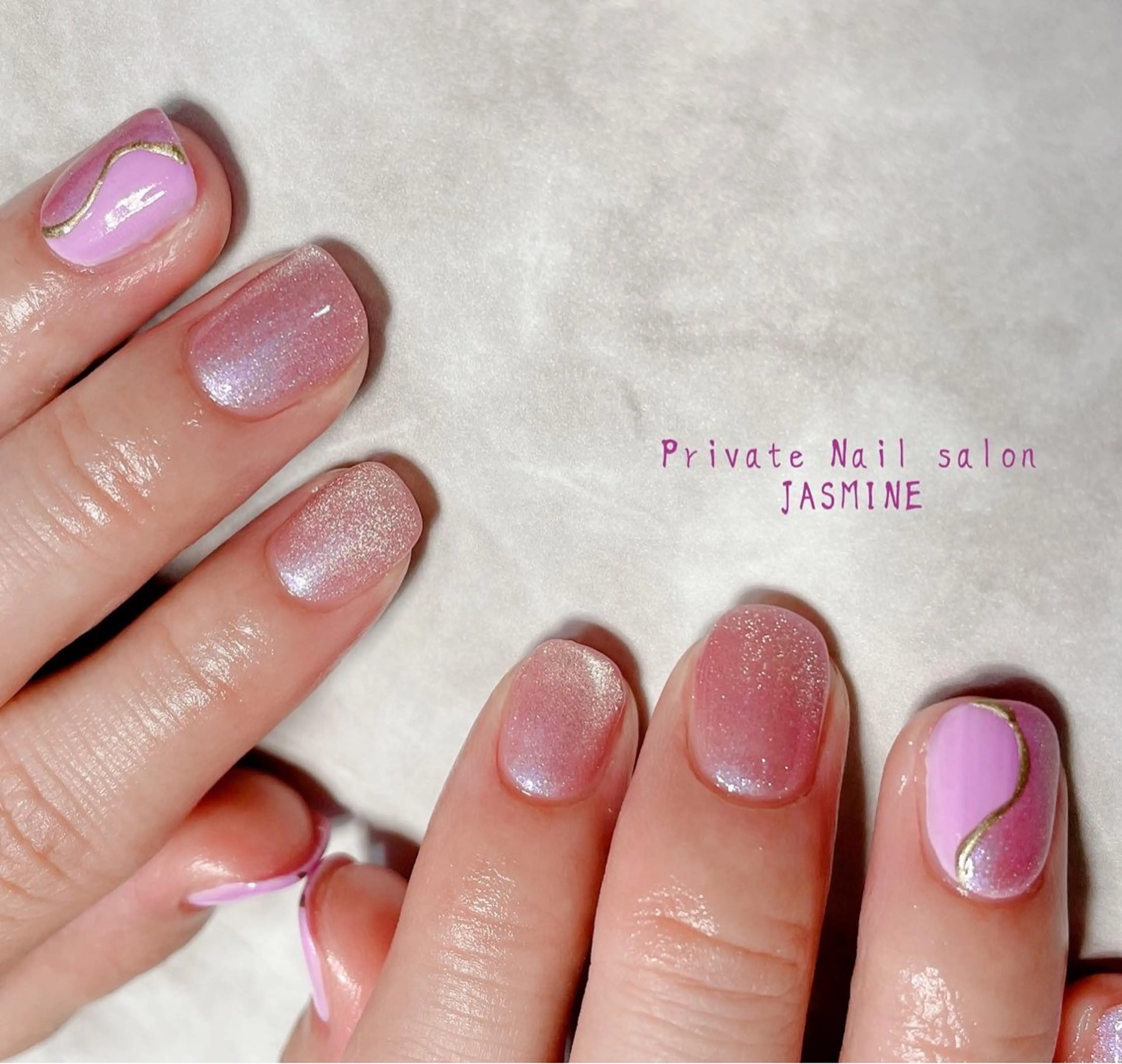 ネイル マグネットネイル パープル Nail salon JASMINEのネイルデザイン