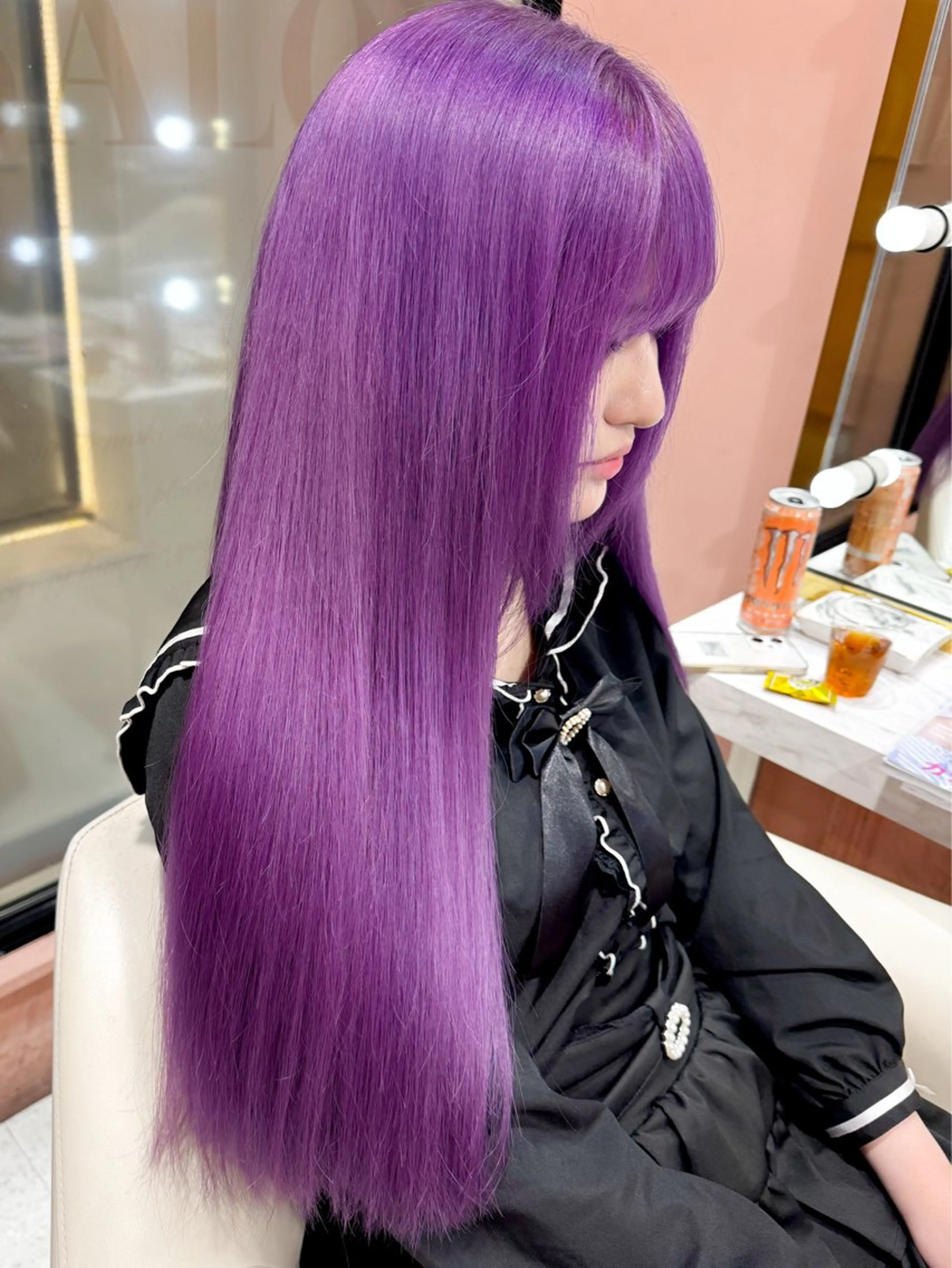 ロング カラー アッシュ ブルーカラー ブルーパープル ハイトーンカラー 韓国風カラー ヘアカラー Chérie所属・Chérie 渋谷/カラーサロンのヘアスタイル