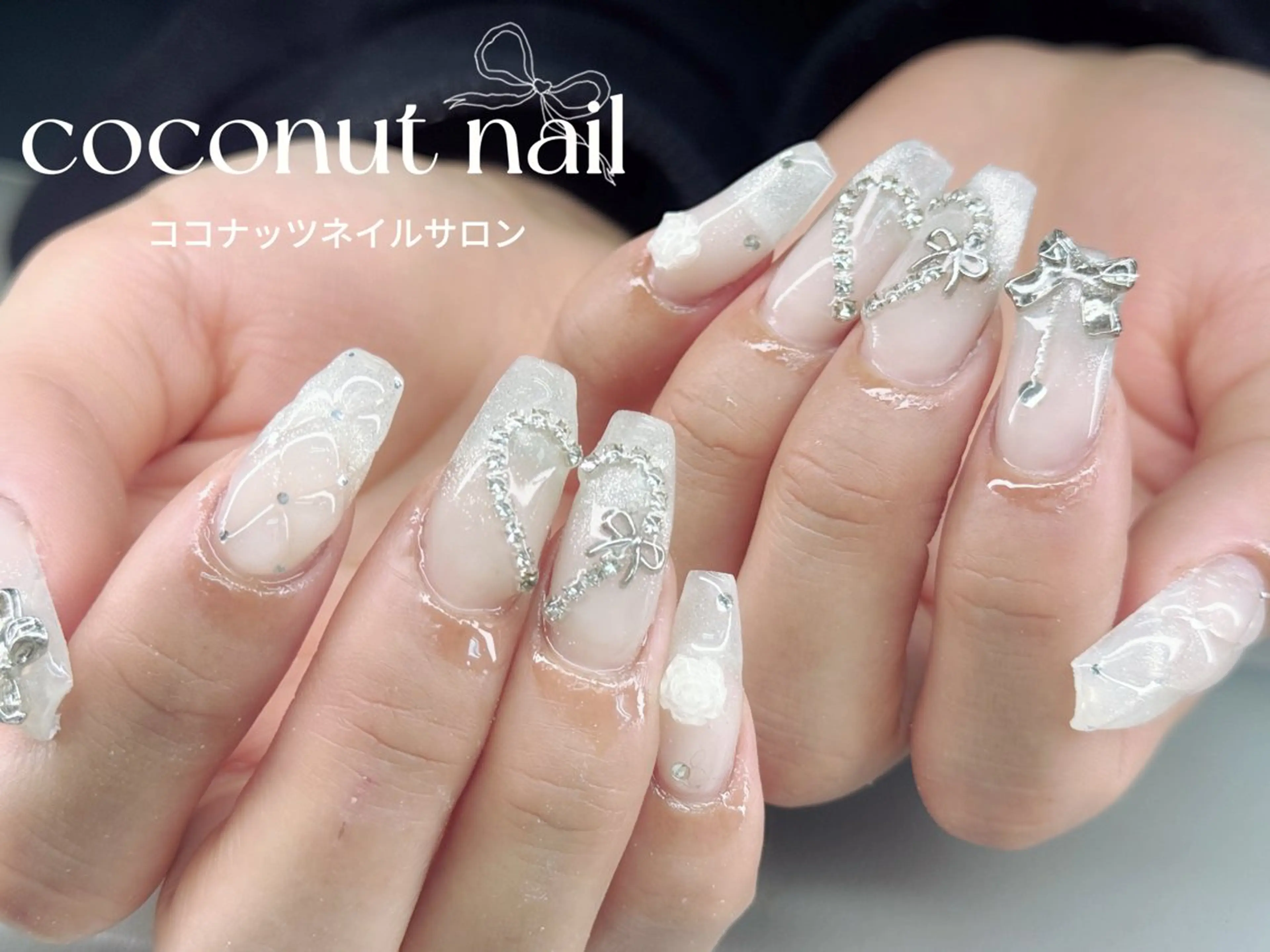 ネイル べっ甲ネイル フレンチネイル キラキラネイル マグネットネイル 大理石ネイル(マーブル) ハンドネイル 神田 ココナッツのネイルデザイン
