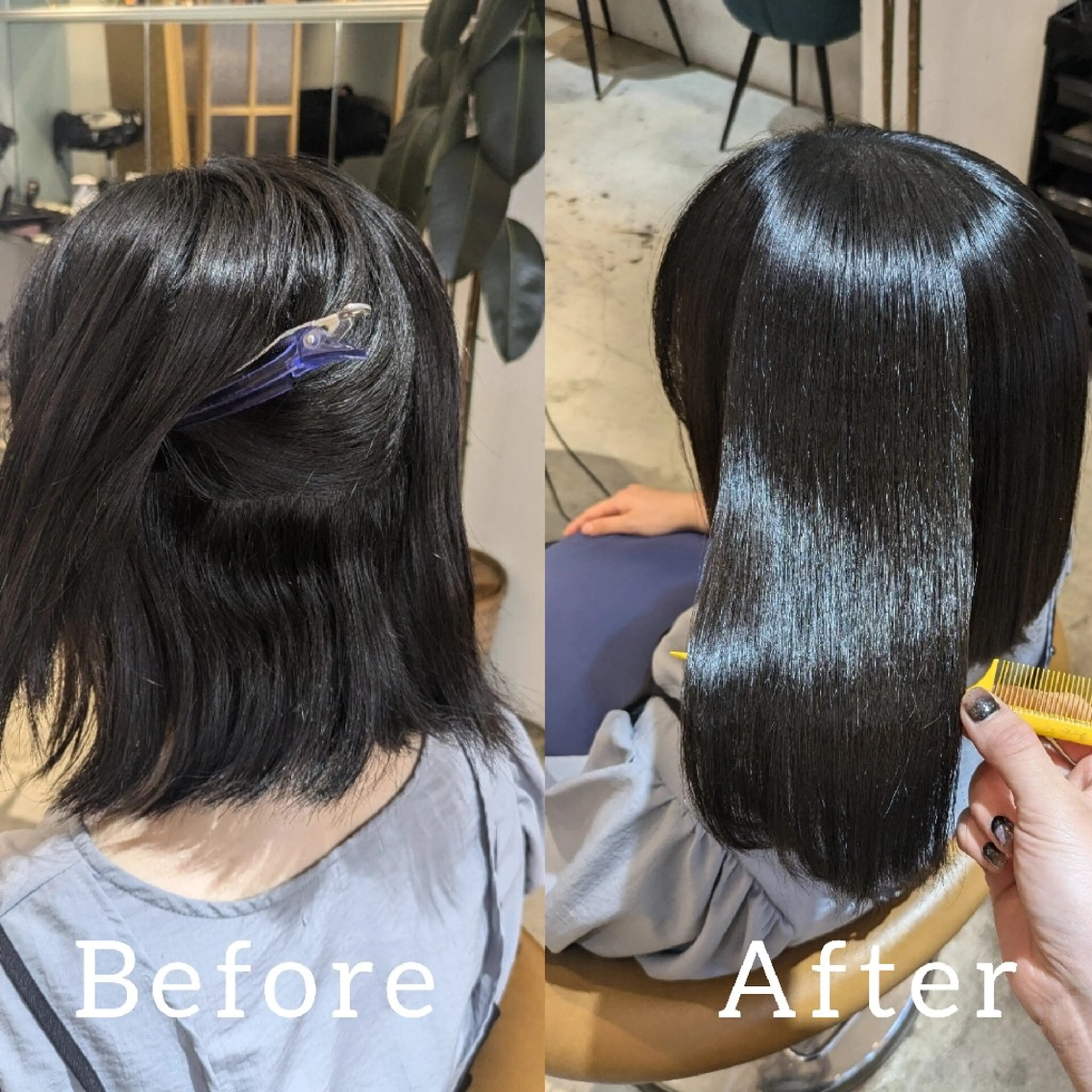 ミディアム カット 縮毛矯正 トリートメント 縮毛矯正/レイヤー 💎やまもとちひろのヘアスタイル