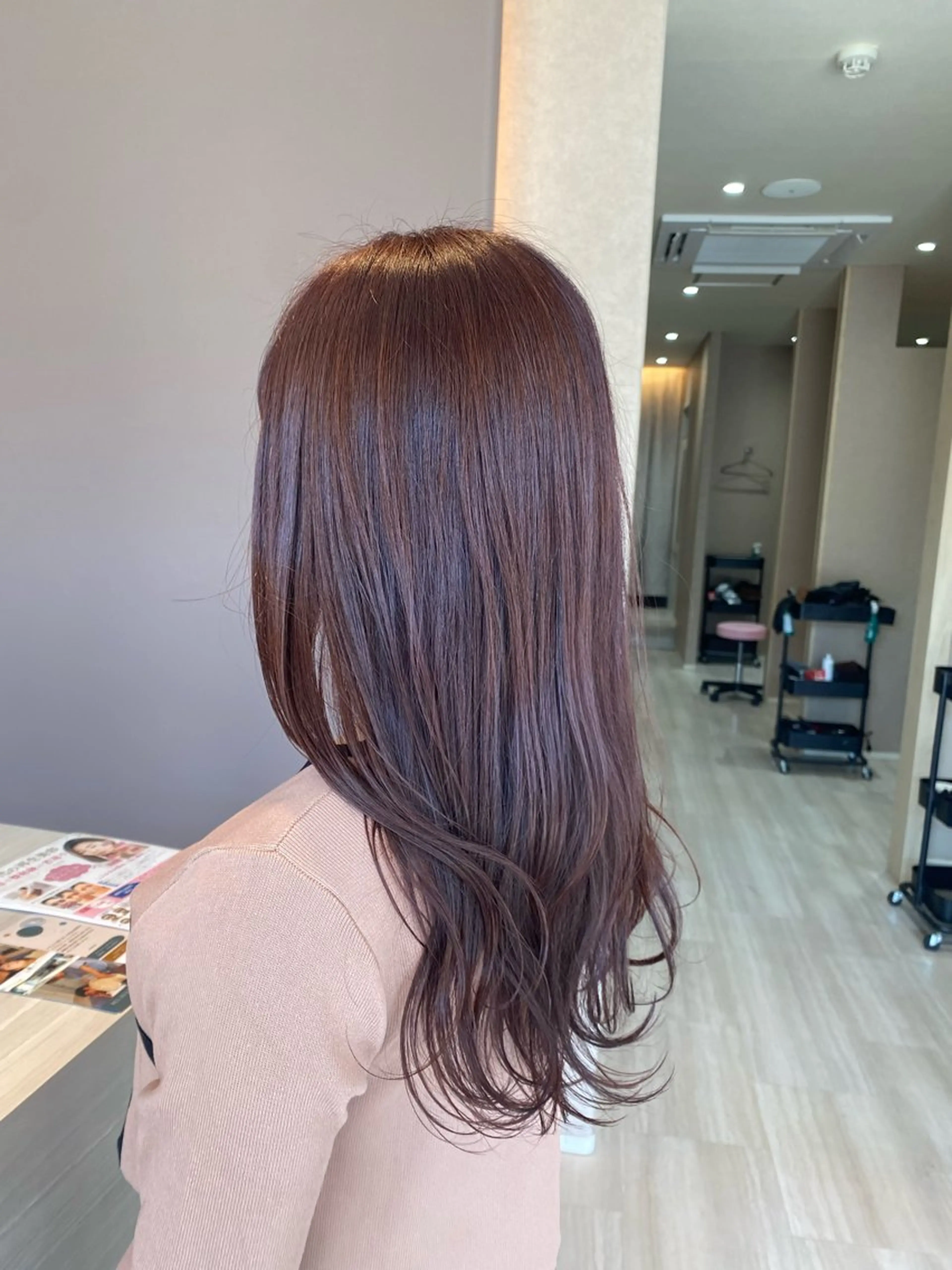 セミロング ピンクブラウン Lien.AKI 各務原スタイリストのヘアスタイル