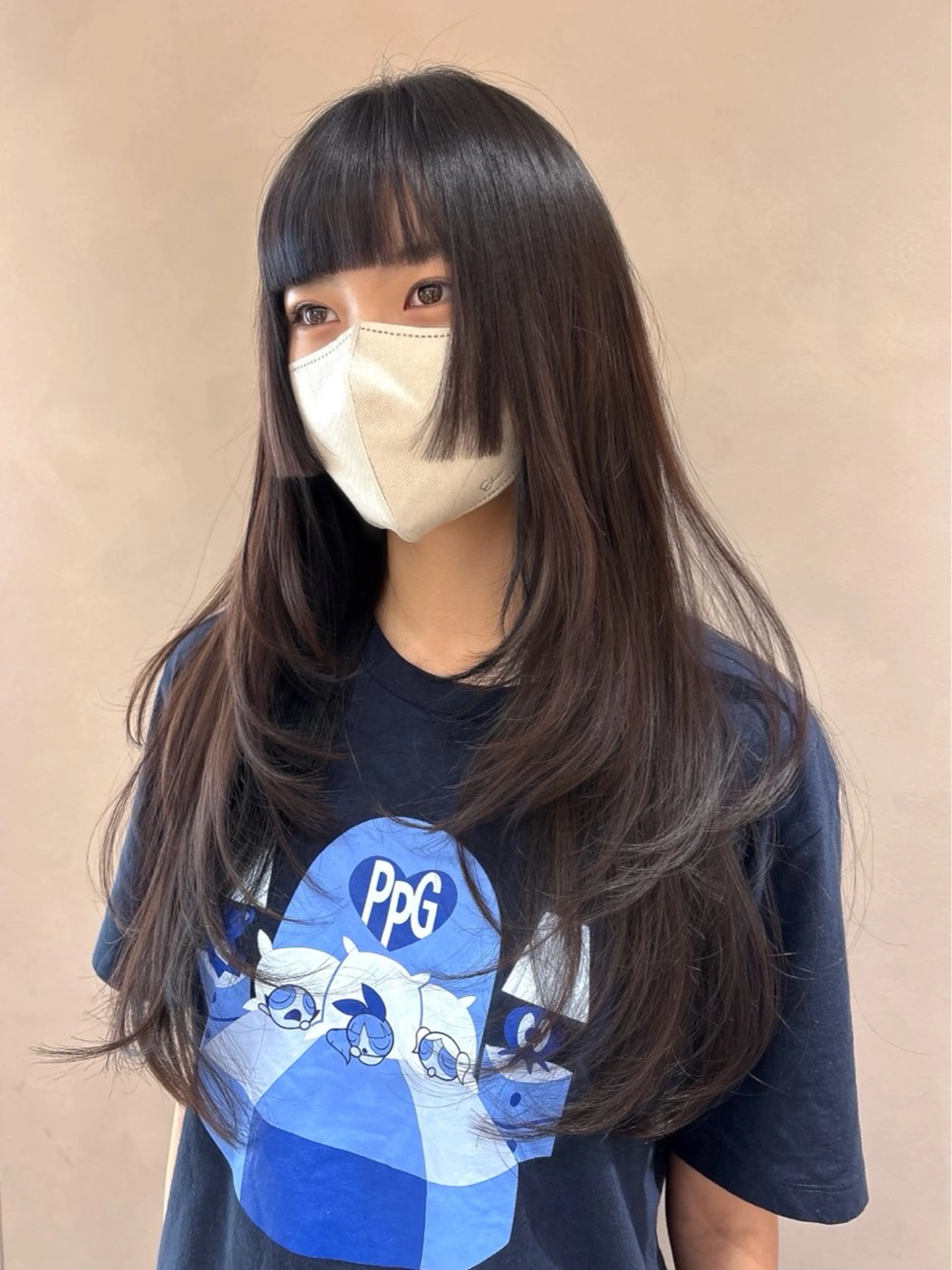 ロング カラー グレージュ 韓国風ヘア レイヤーカット カット ヘアカラー トリートメント Hina/なりたいが 叶う韓国ヘア❤️のヘアスタイル