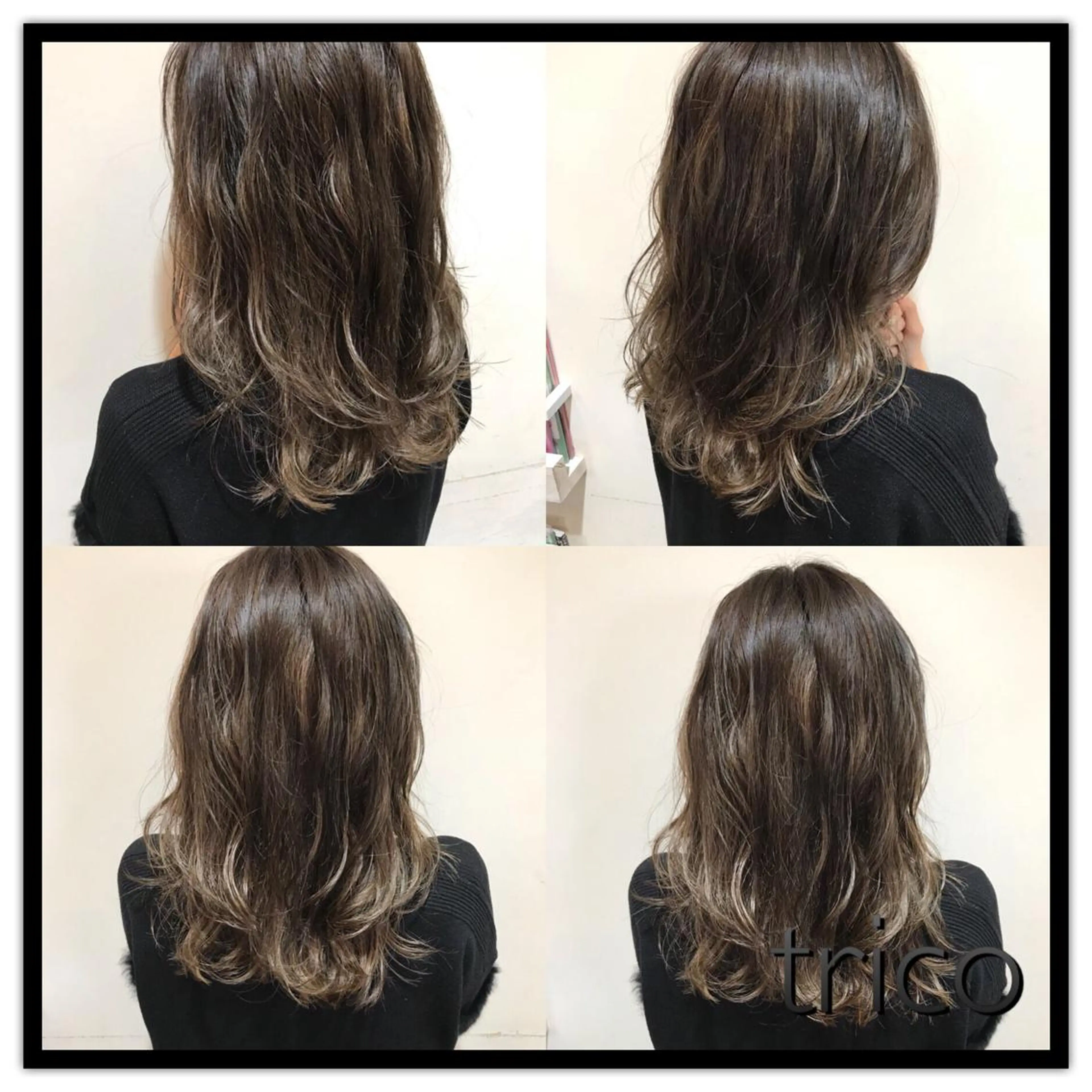 セミロング カラー ベージュカラー ハイライトカラー ハイライト 似合わせ/ブリーチ カラー.岡田友仁のヘアスタイル