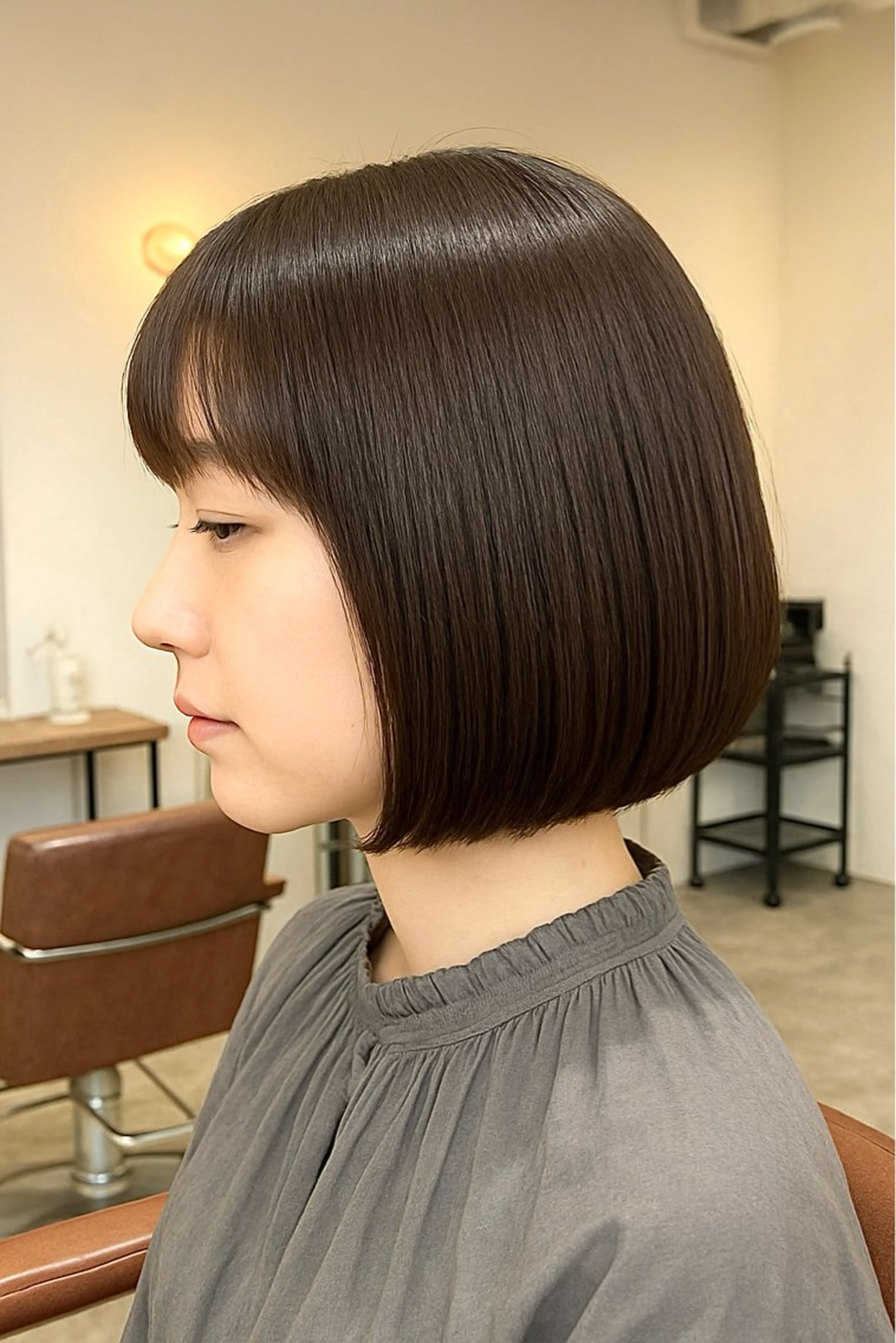 ショート カラー パーマ カット ヘアカラー 縮毛矯正 トリートメント 中津No.1髪質改善 店長✨透ける暗髪のヘアスタイル