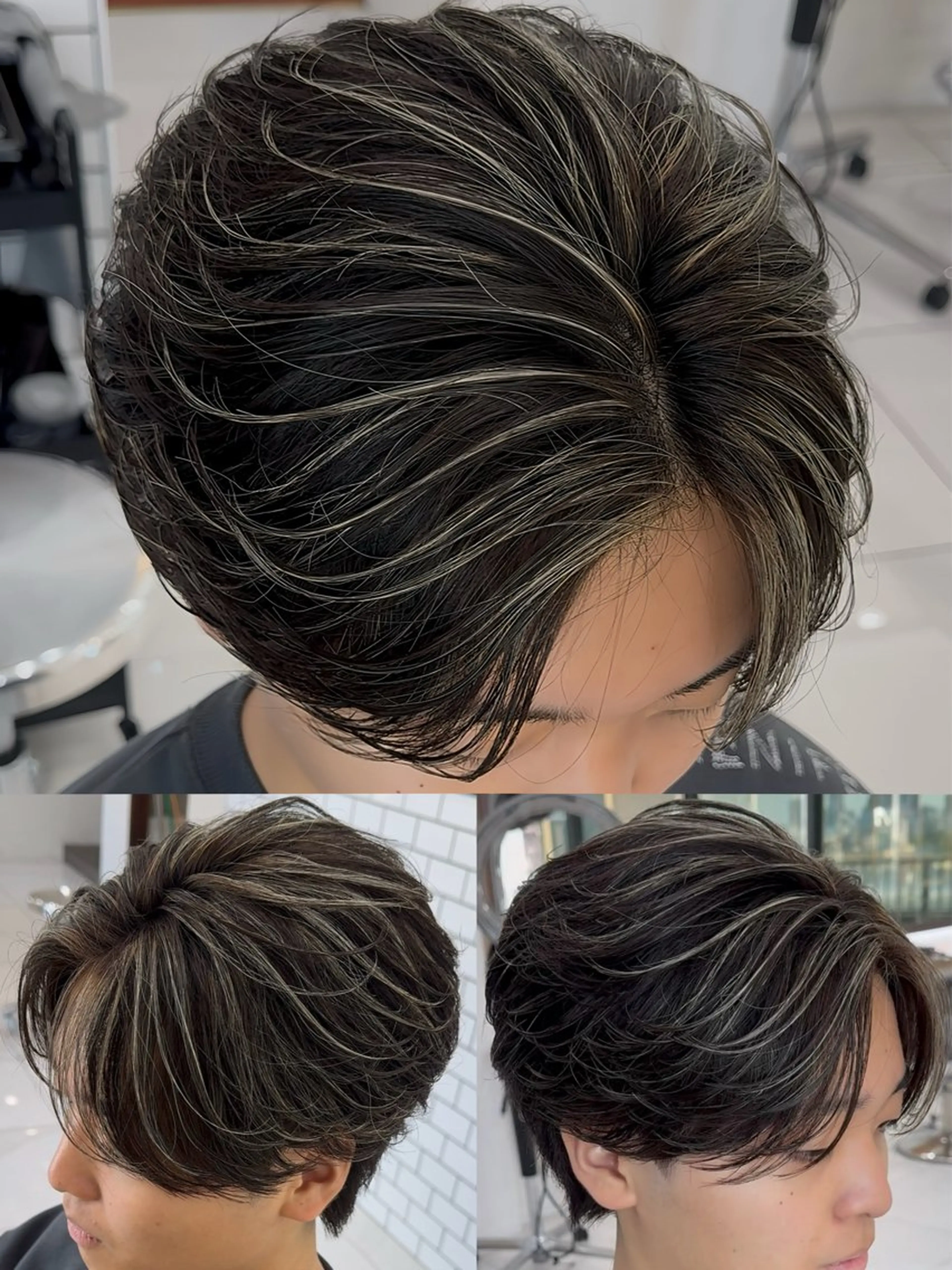 メンズ メンズハイライト メンズメッシュ カット ヘアカラー 白髪ぼかし/白髪 メッシュ/ゆうとのヘアスタイル