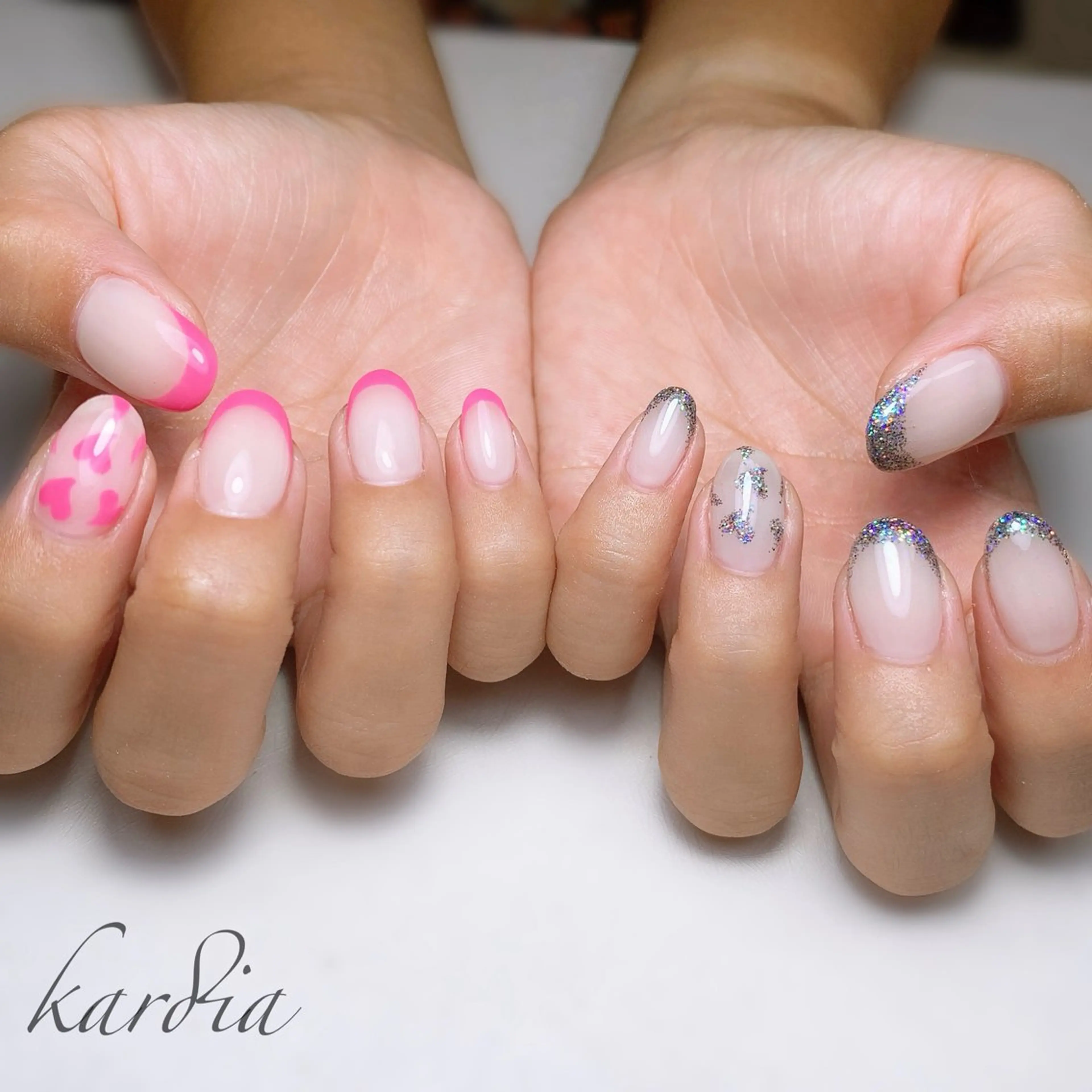 ネイル ハンドネイル καρδιά -ｶﾙﾃﾞｨｱ-のネイルデザイン