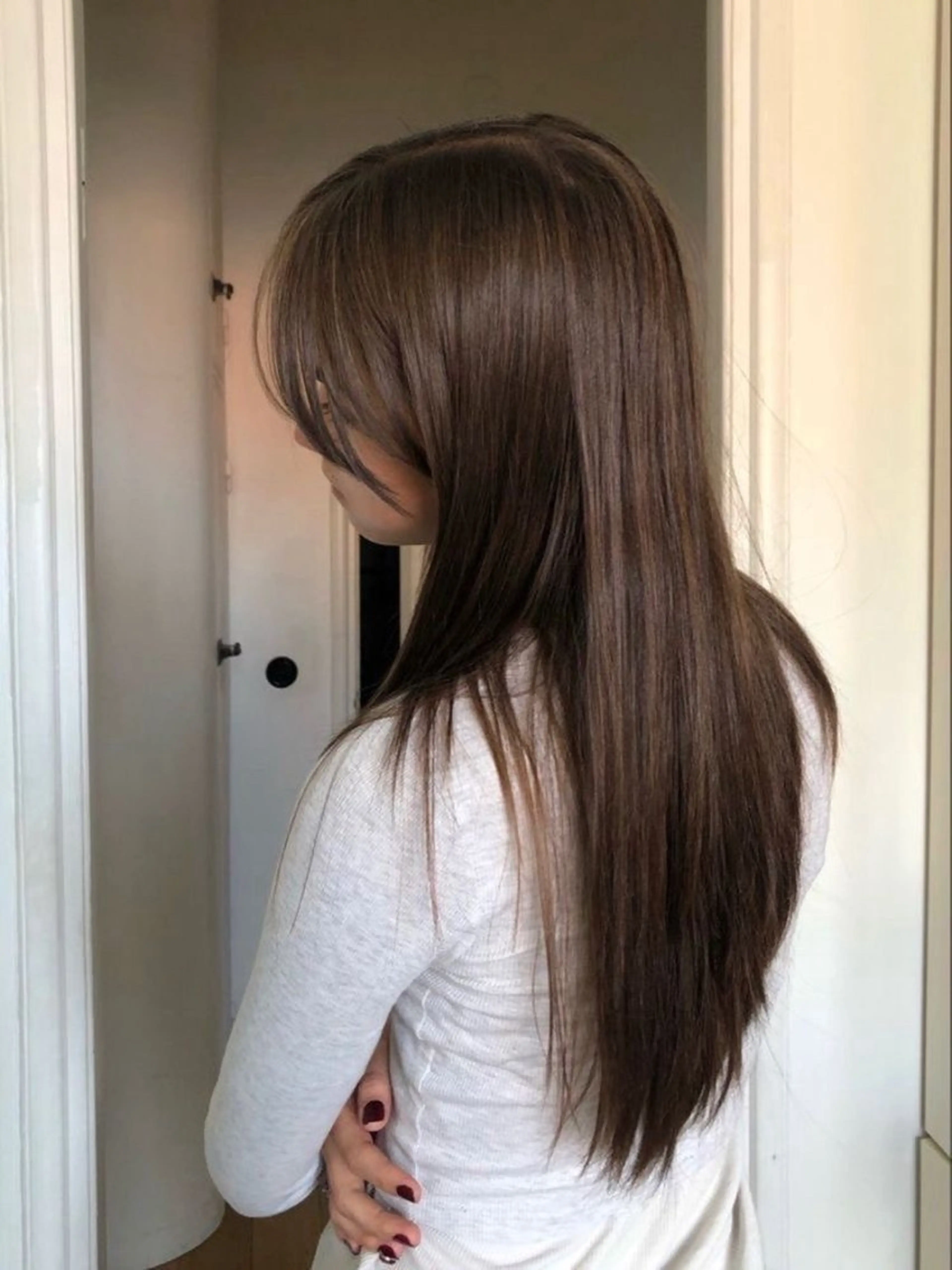 ロング ヘアカラー ぱつっとボブ/透明感 カラー/Ayakaのヘアスタイル