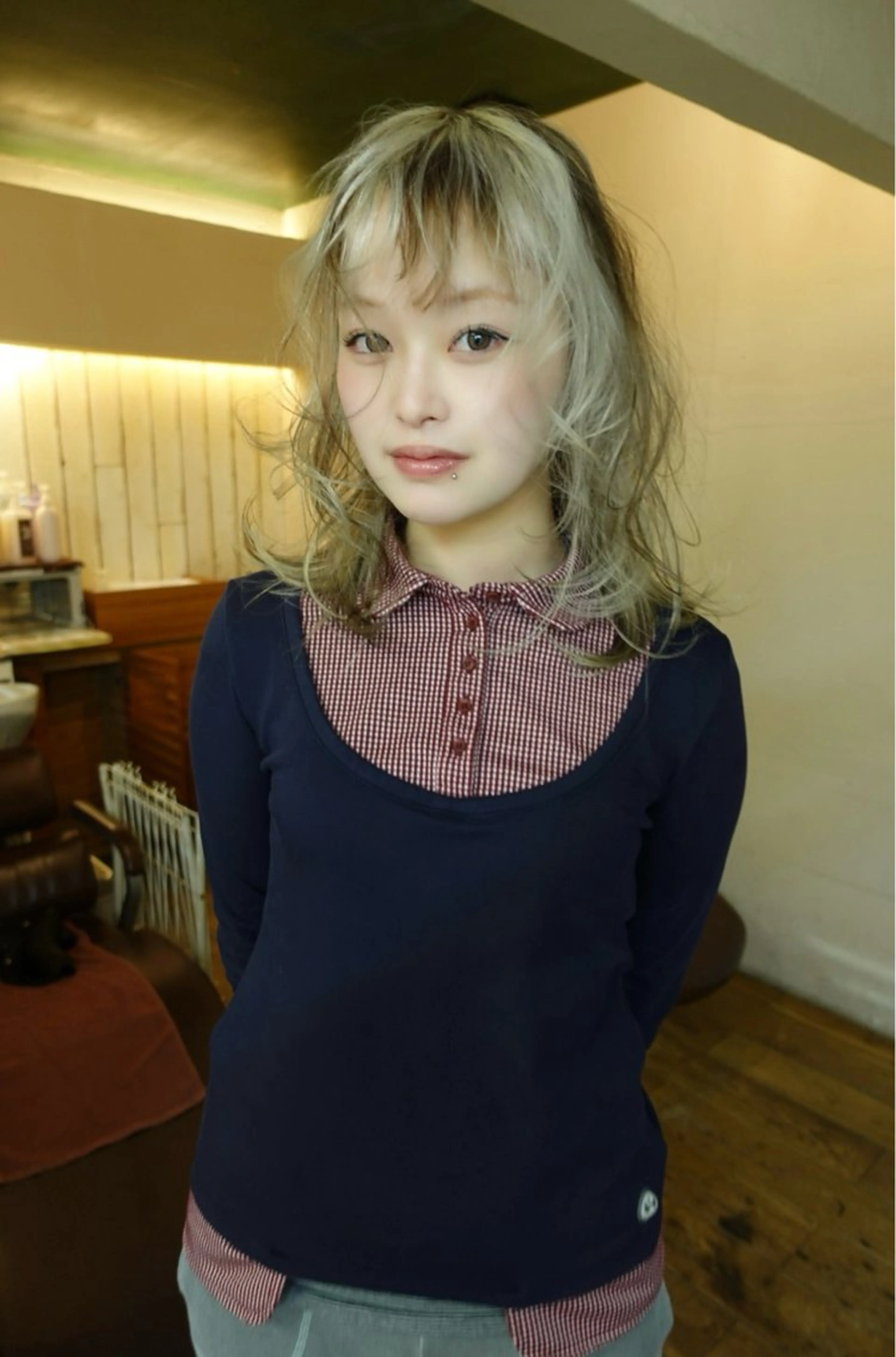 ミディアム ヘアカラー ハイトーン特化/和音 【デザインカラー】のヘアスタイル