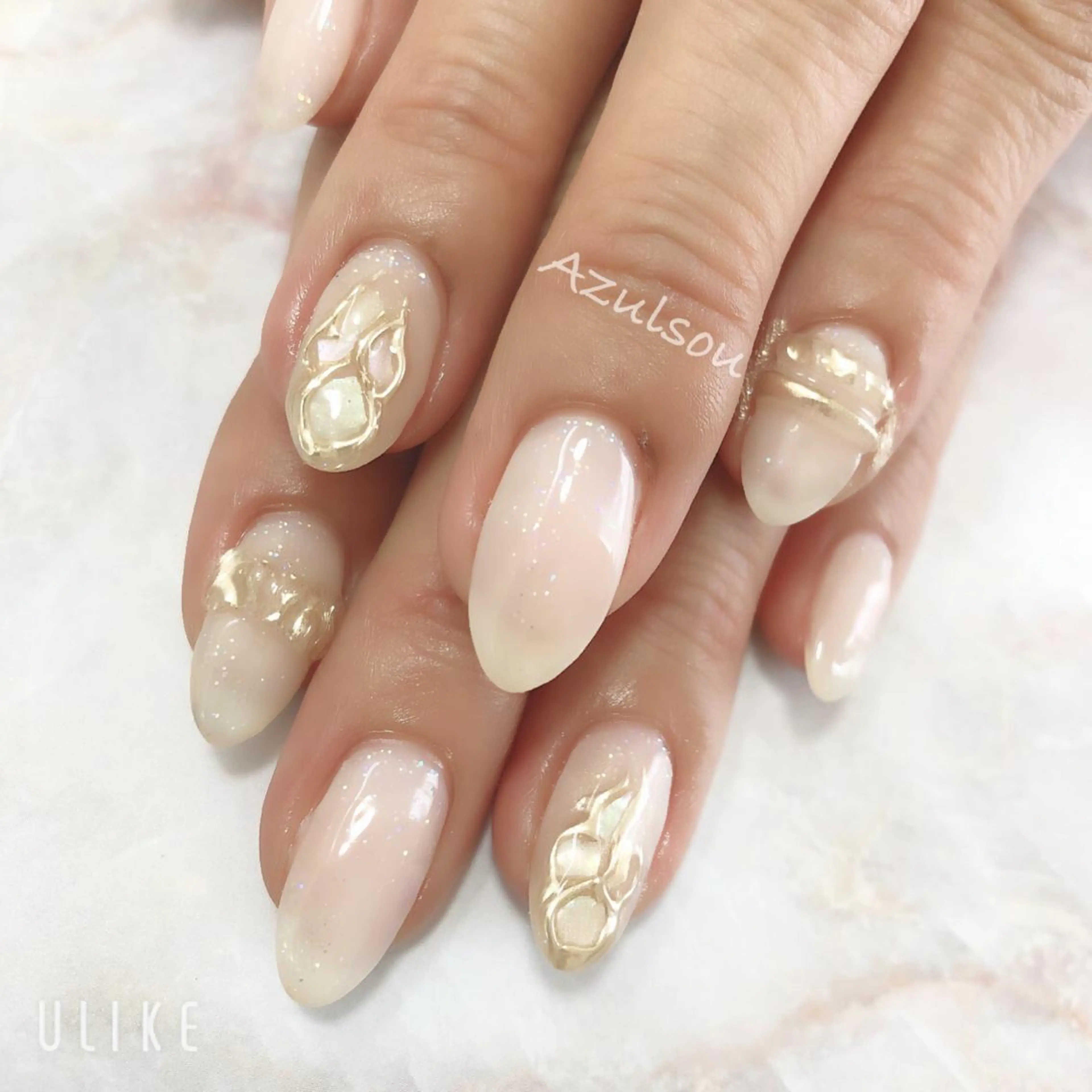 ネイル ジェルネイル 韓国ネイル ミラーネイル 持ち込み ニュアンスネイル Azulsou 廣川愛のネイルデザイン