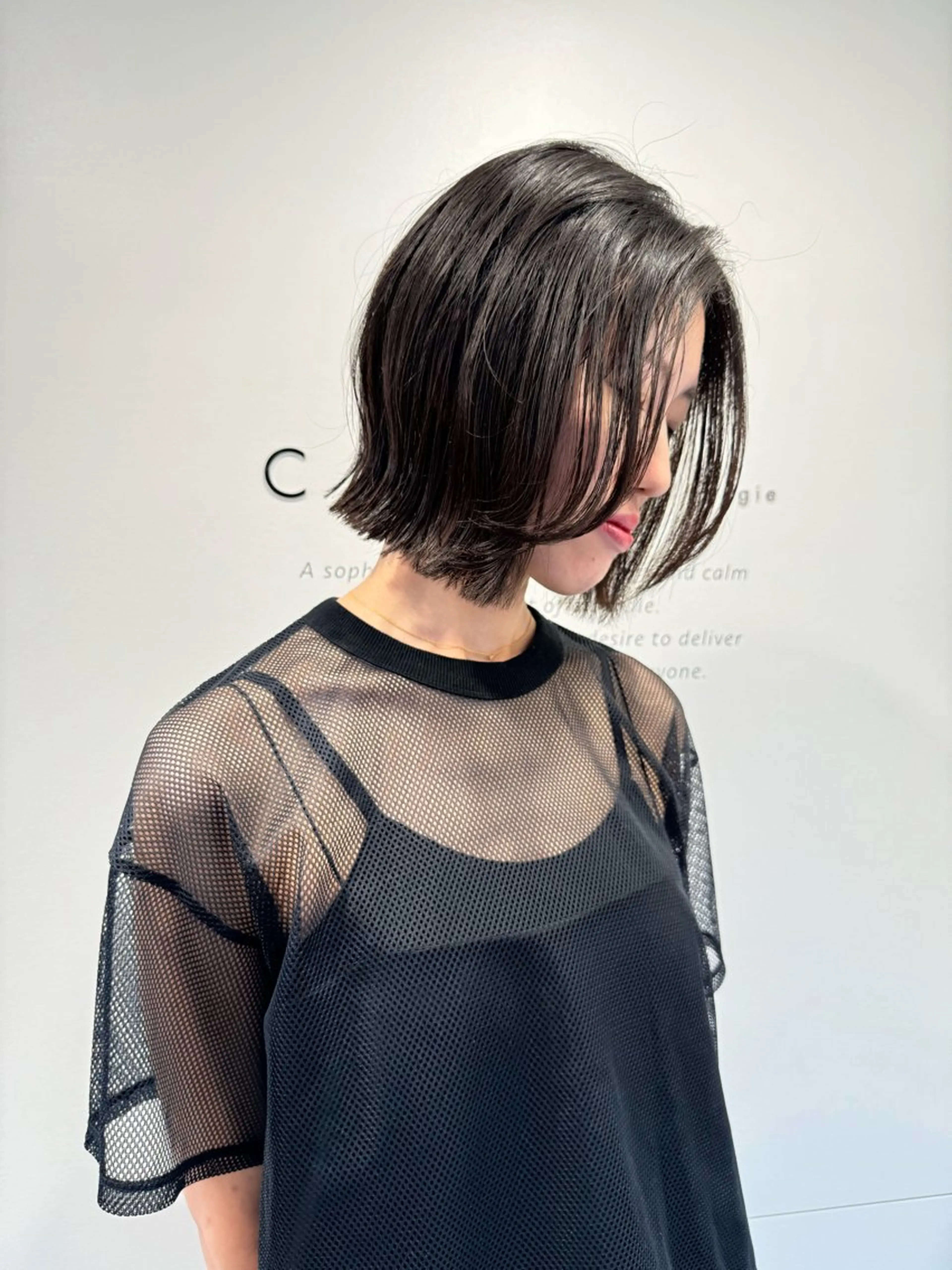 ショート 切りっぱなしボブ ボブ 髪質改善 トリートメント CALME  by bougie ENAのヘアスタイル