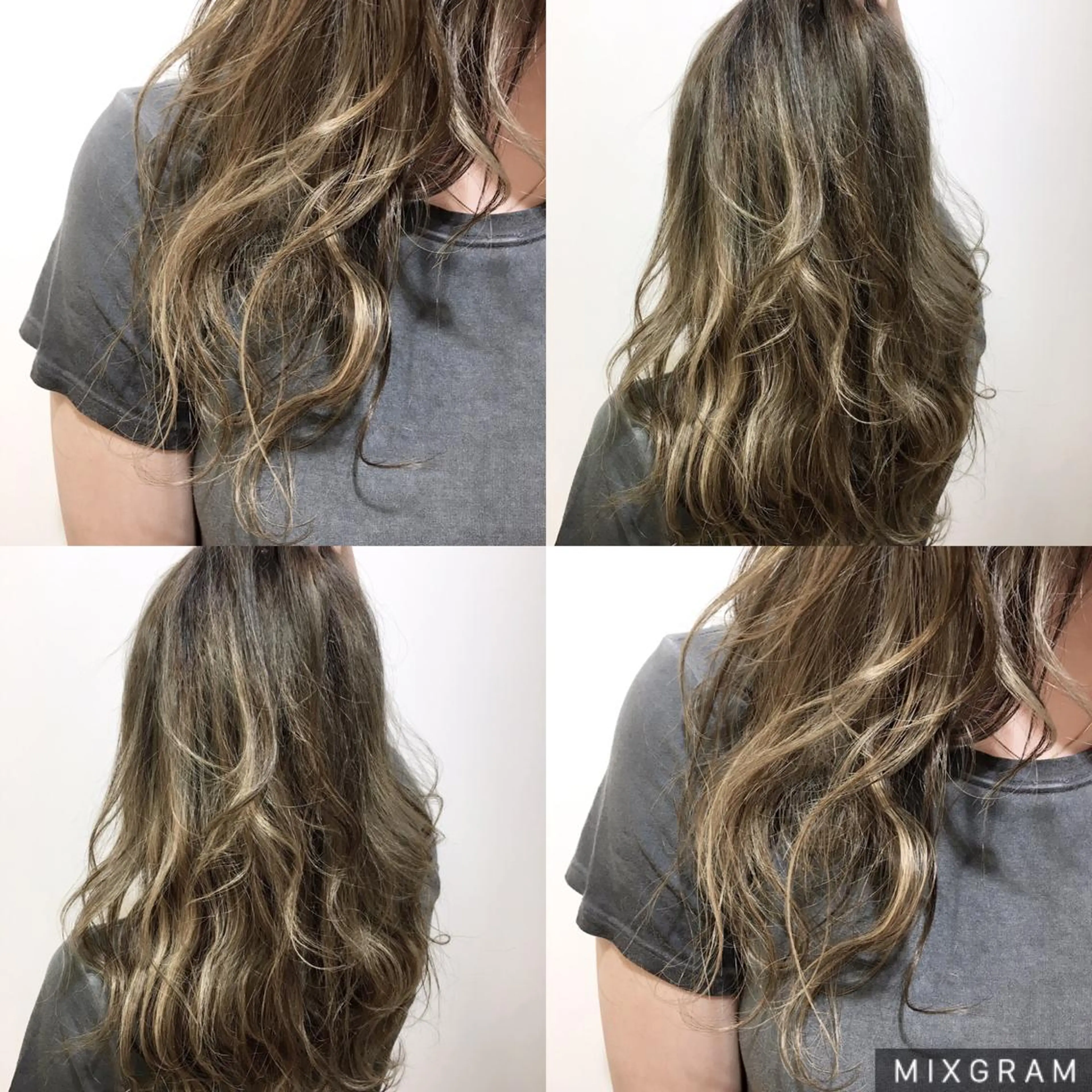 ロング カラー ブリーチ グレージュ ハイライトカラー 3Dハイライト ハイライト 海外風レイヤーカット 👑店長　平松　由のヘアスタイル