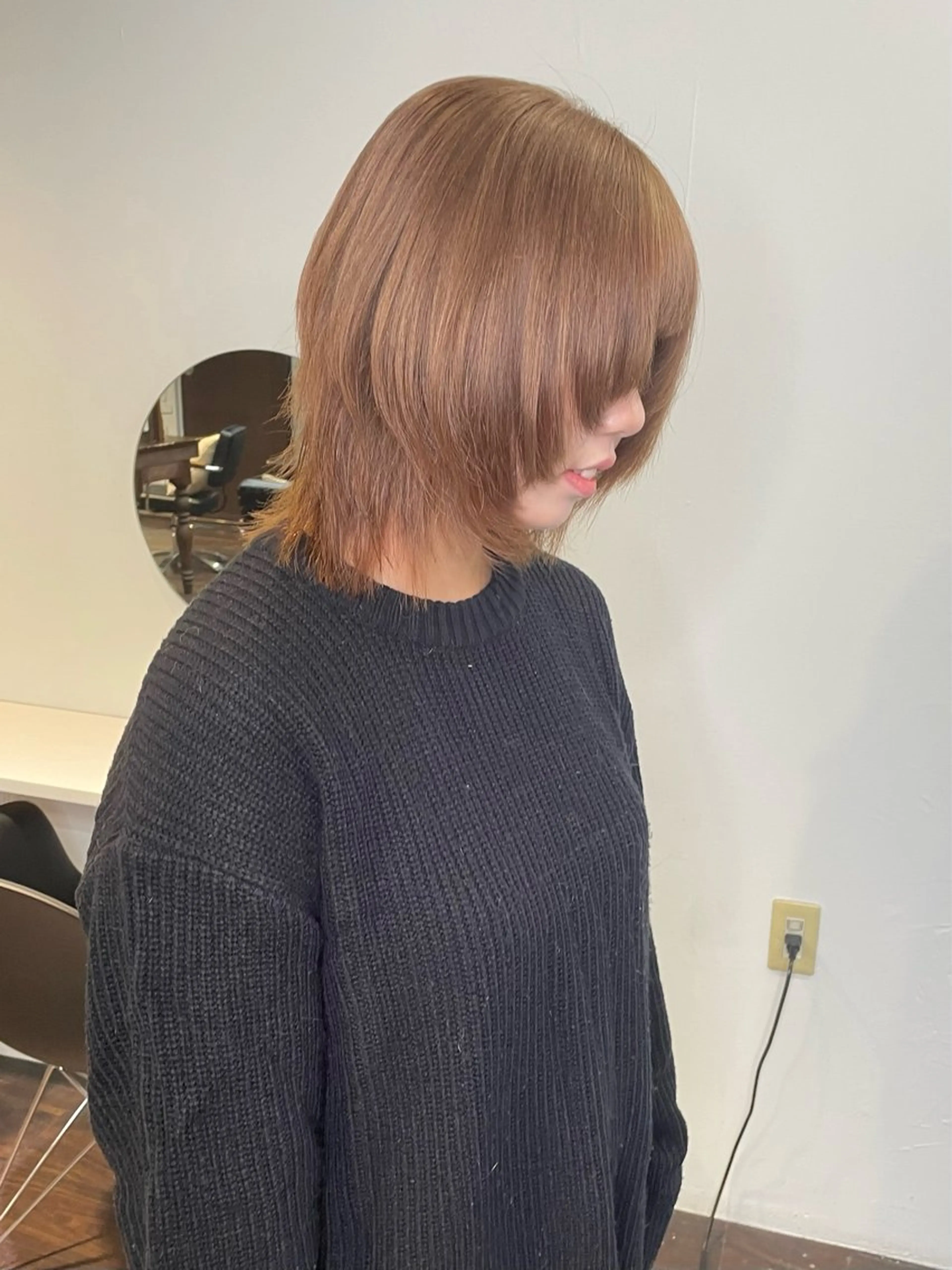 ミディアム カラー ヘアアレンジ ベージュカラー ブリーチ ブロンド ブロンドベージュ ダブルカラー カット ヘアカラー トリートメント maoブリーチ無し 似合わせカラーのヘアスタイル
