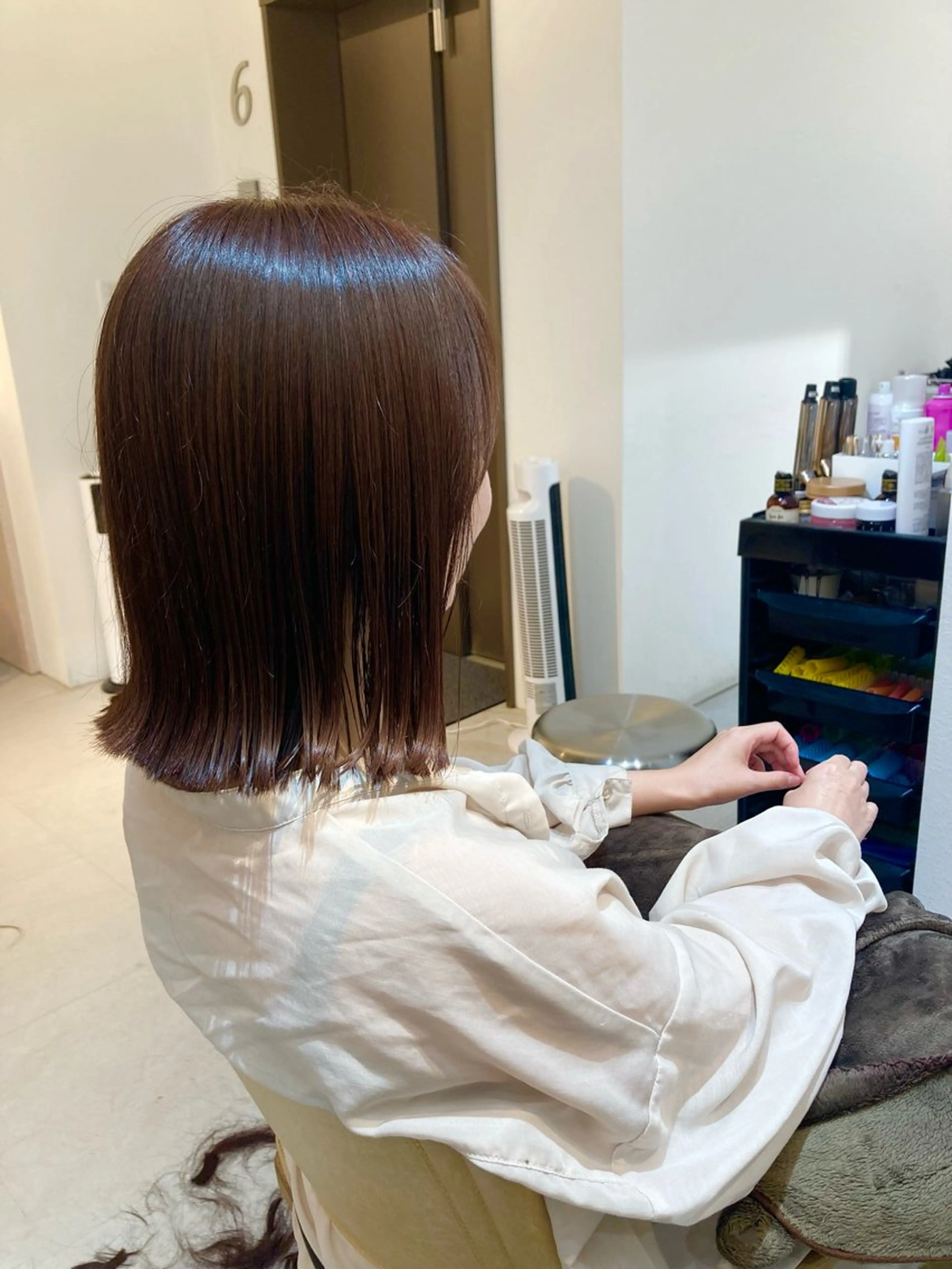 ミディアム カット ヘアカラー トリートメント ✨色持ちの良い艶 カラー✨蟹江真世のヘアスタイル
