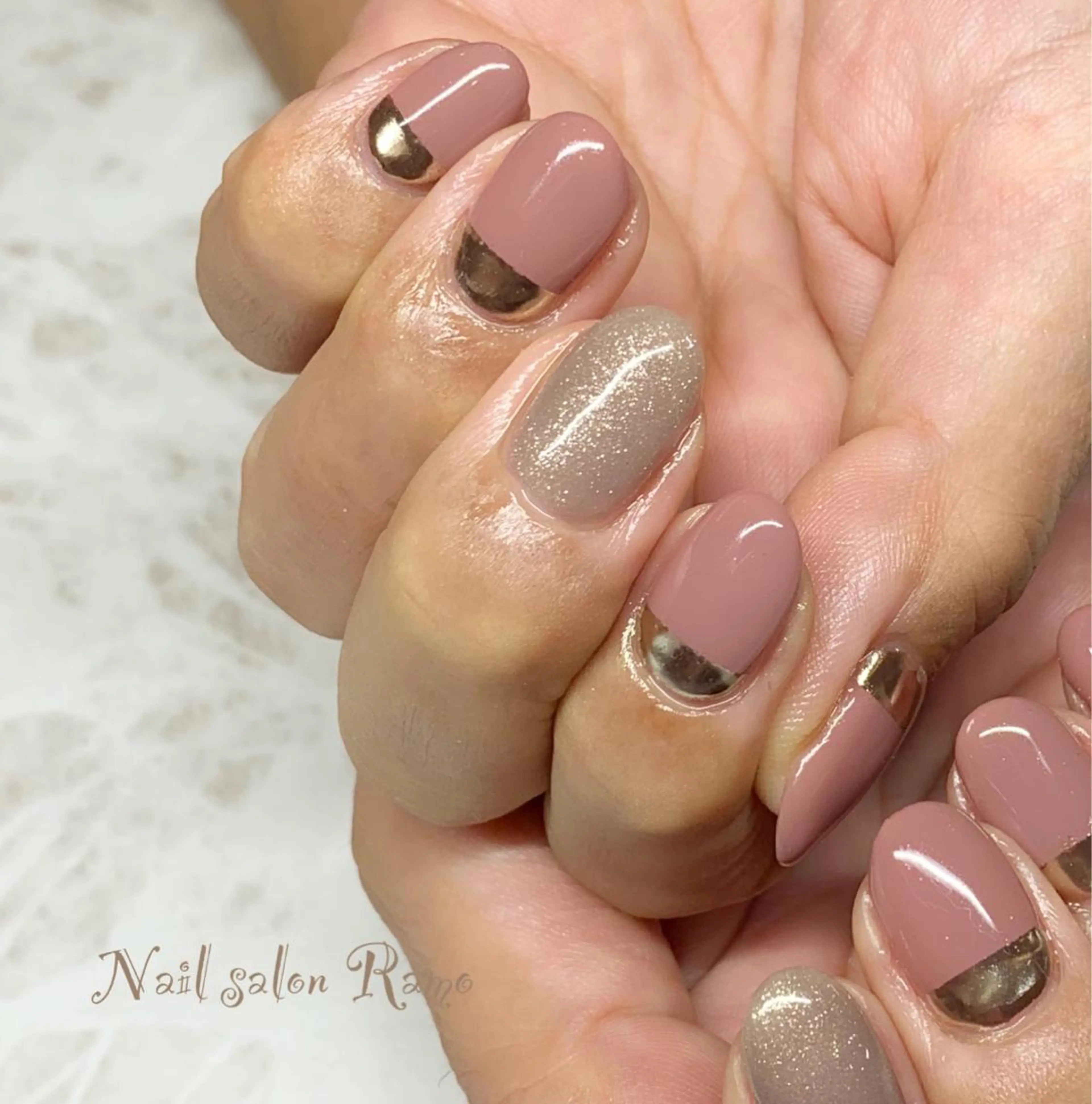 ネイル アートネイル ブルー ジェルネイル ラメ(グリッター) ミラーネイル Nail salon Ramo所属・松田 祥子のネイルデザイン