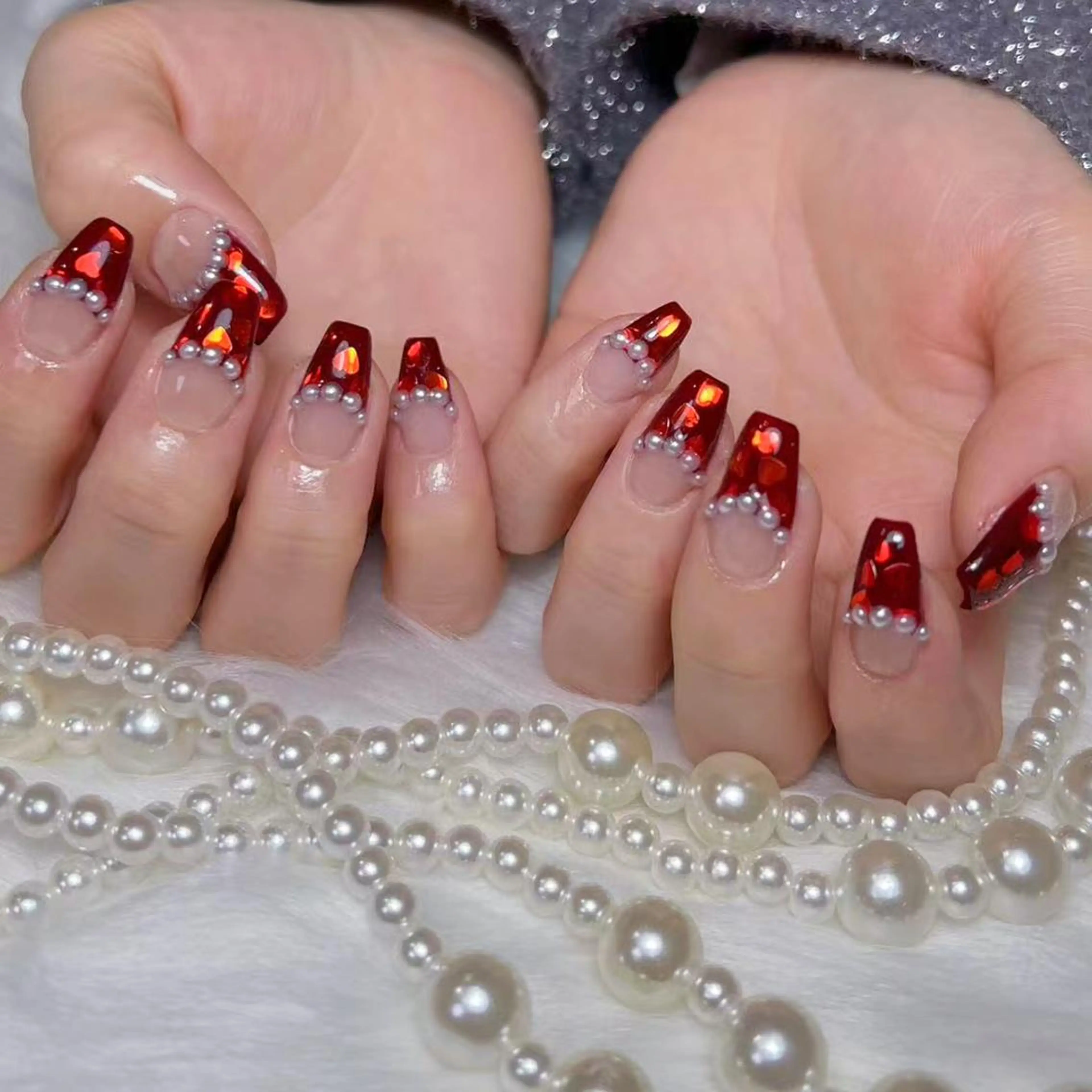 ネイル アートネイル オーロラネイル フラッシュネイル ガーリー キラキラネイル ハンドネイル DIAMOND NailStudioのネイルデザイン