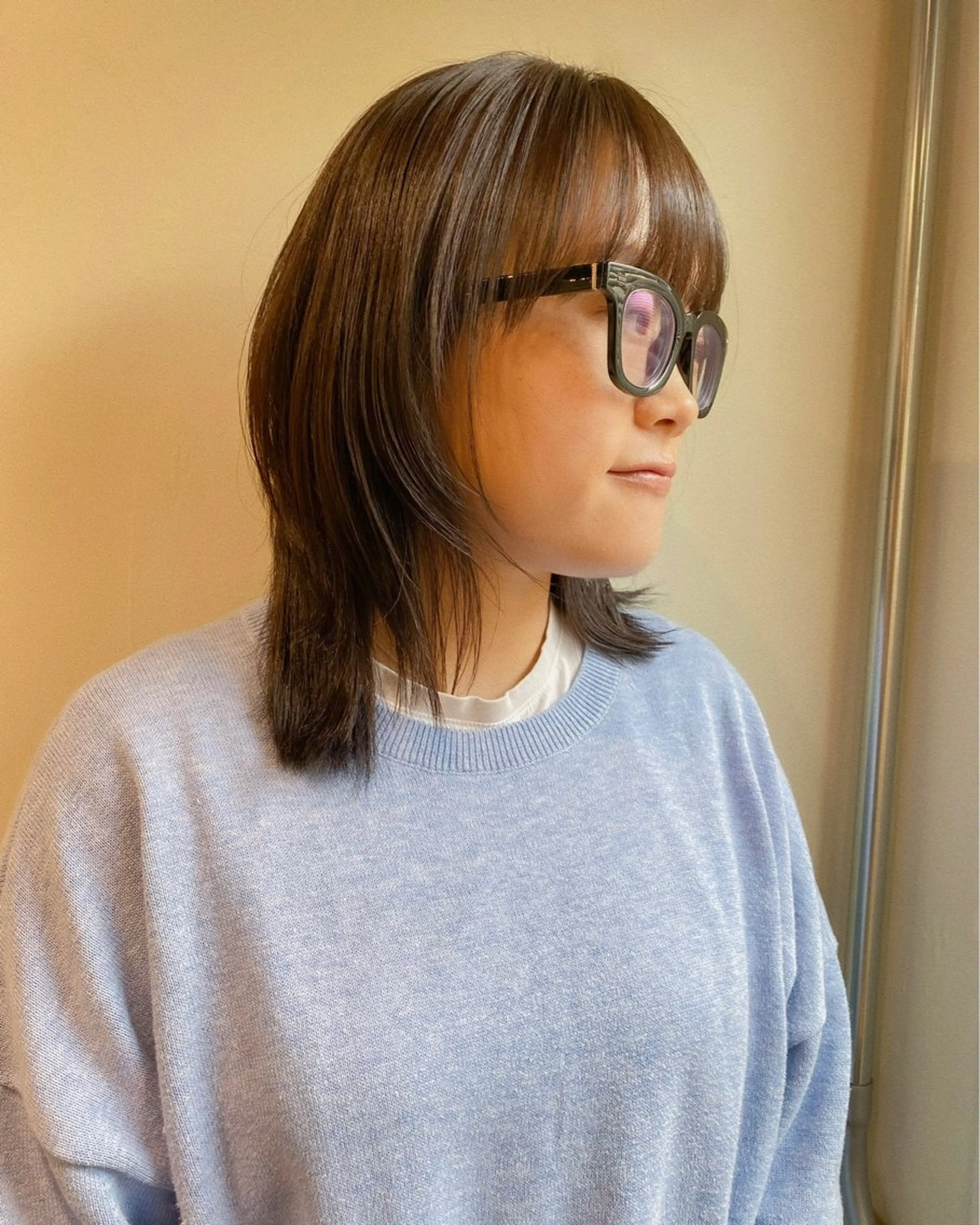 ミディアム カラー アッシュ ラベンダーカラー レイヤーカット 板谷みさき /艶ボブ/藤沢美容室のヘアスタイル
