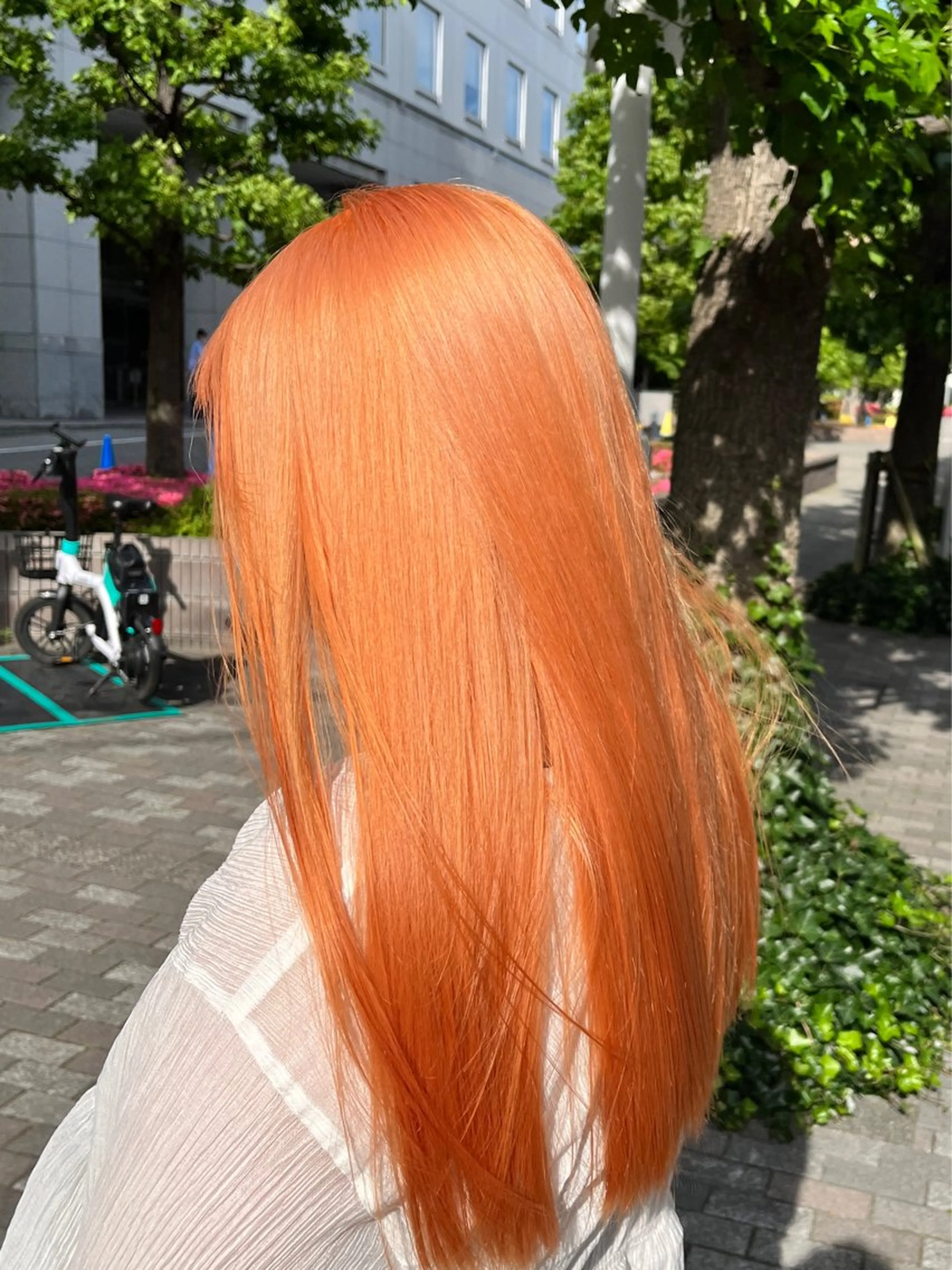 ロング カラー ブリーチ オレンジ vancy所属・Abe yuyaのヘアスタイル