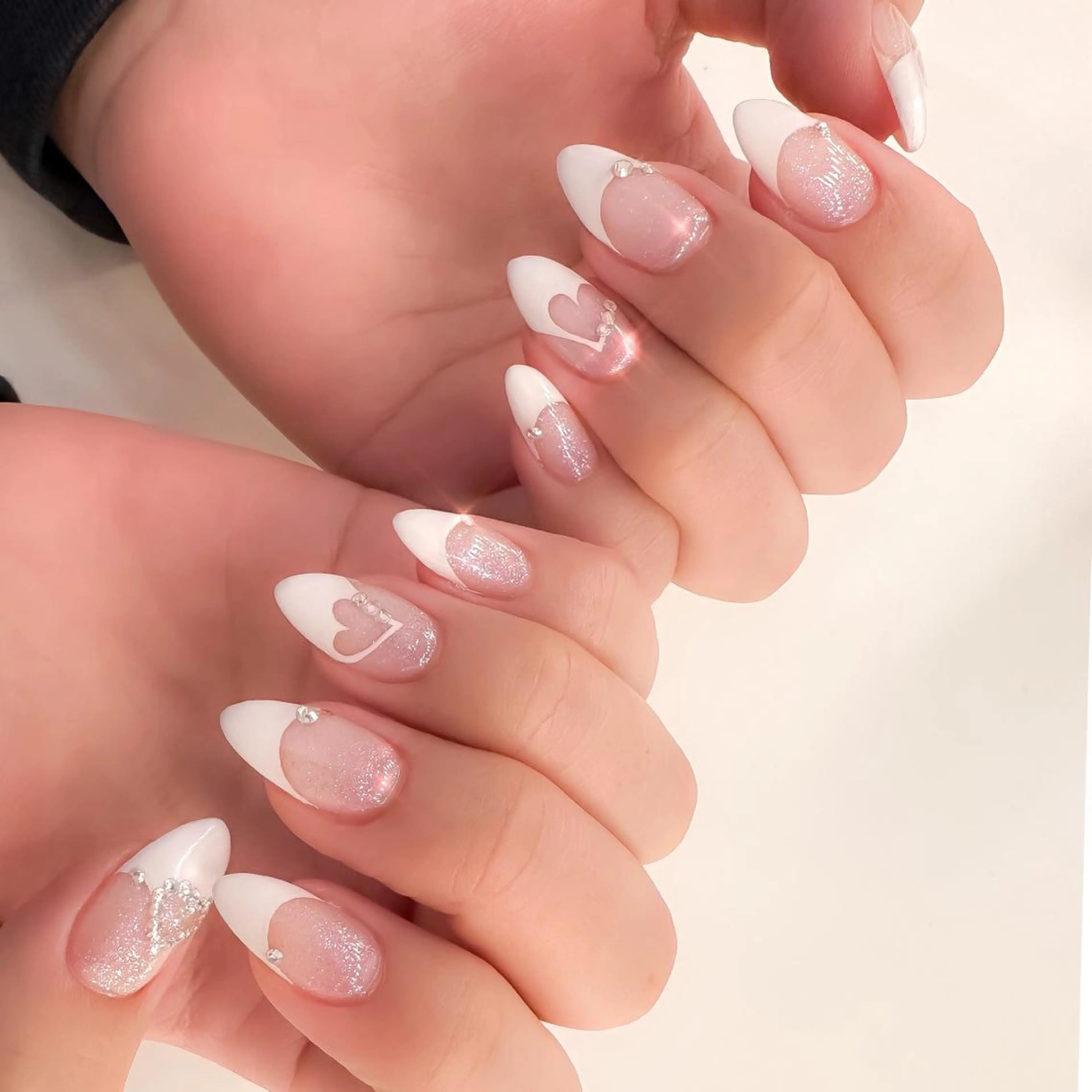 ネイル ハート ラメ(グリッター) ストーンネイル mew mew NAIL & EYEのマツエク・マツパデザイン