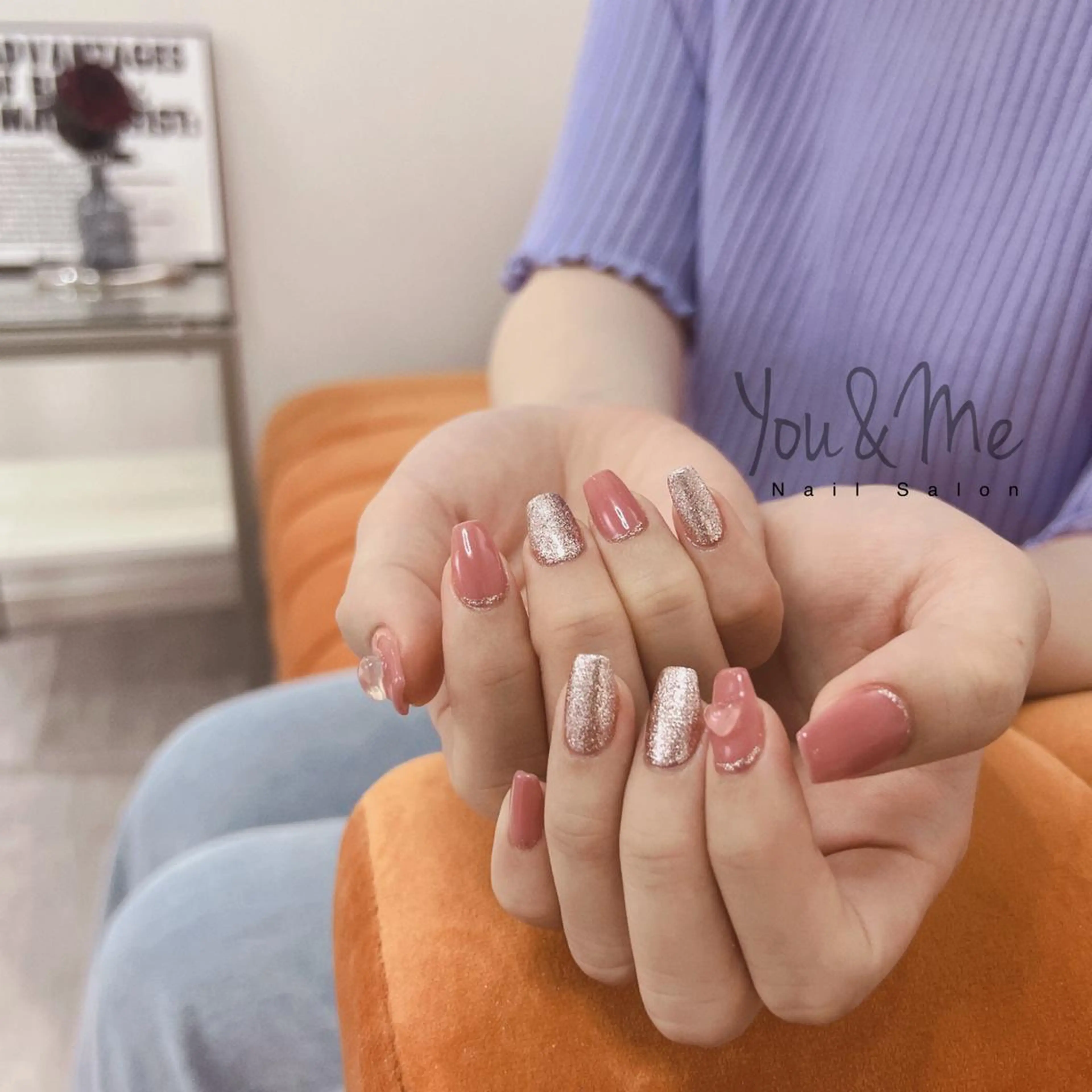 ネイル アートネイル フラッシュネイル フレンチネイル ジェルネイル ガラスフレンチ You&Me Yukiのネイルデザイン