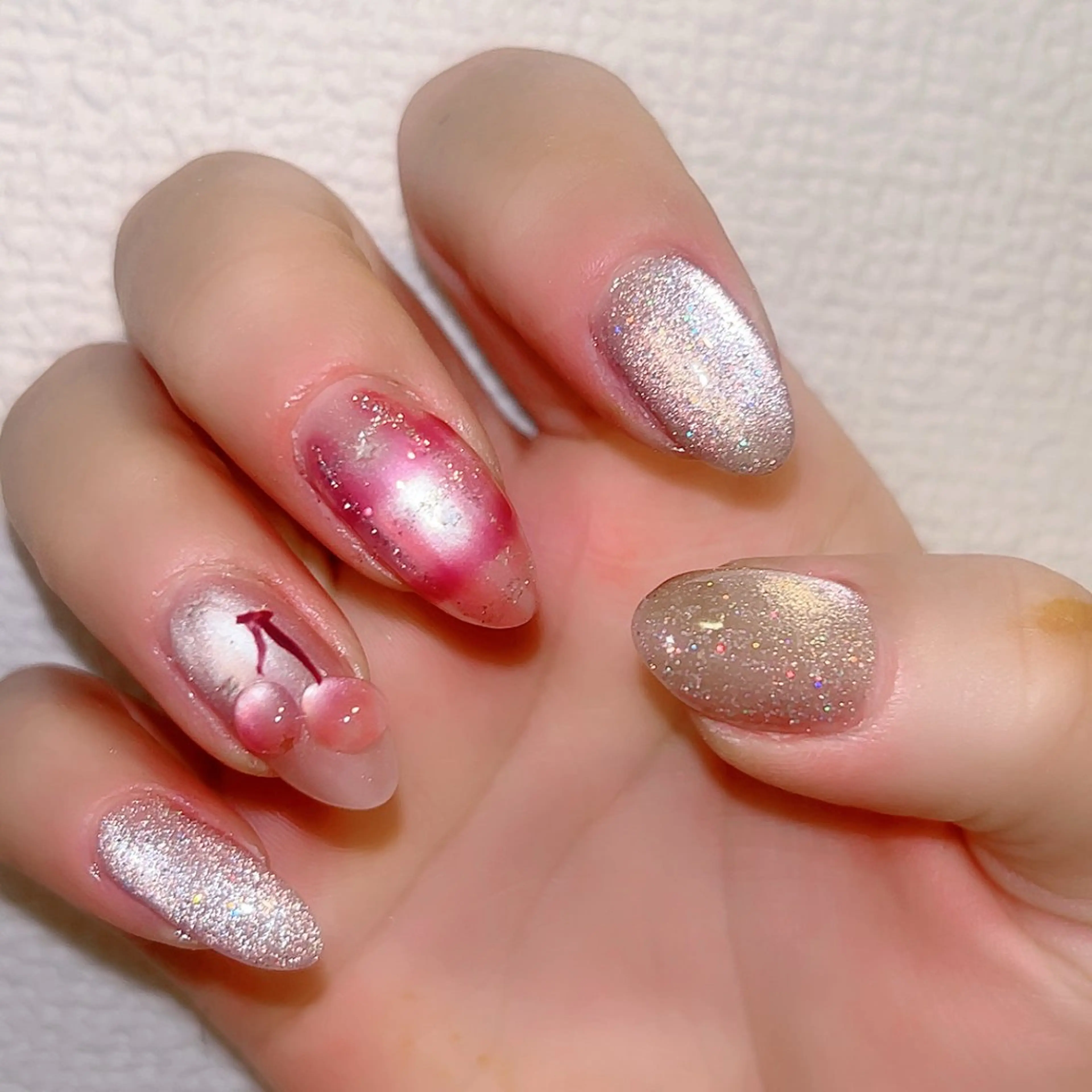 ネイル マグネットネイル オフィスネイル ピンク シンプルネイル 夏ネイル ハンドネイル Cute Tips nailのネイルデザイン