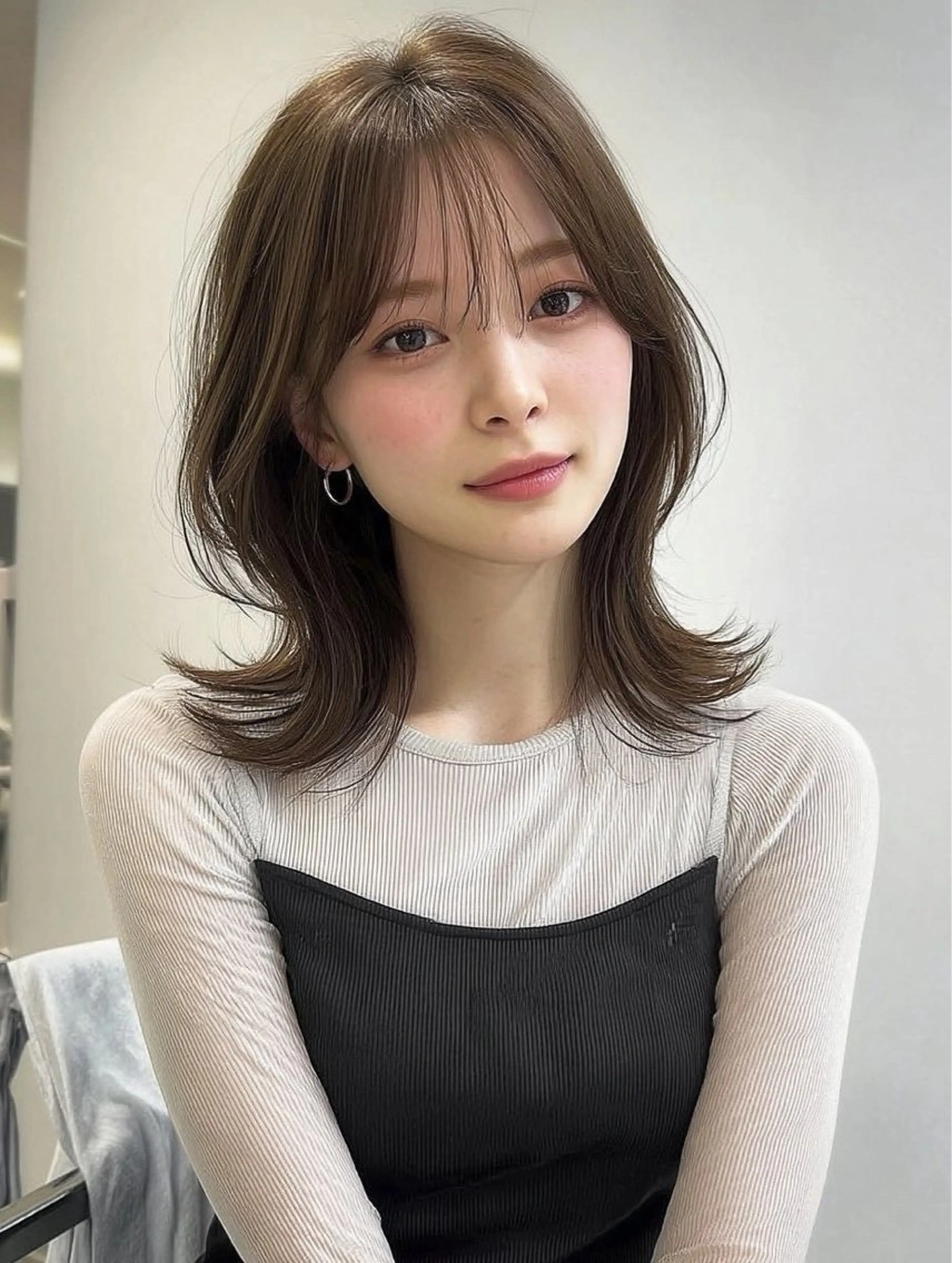 ミディアム 髪質改善 韓国風ヘア トリートメント カット ヘアカラー トリートメント 韓国ヘア/透明感カラ ー/梅田/ayanoのヘアスタイル