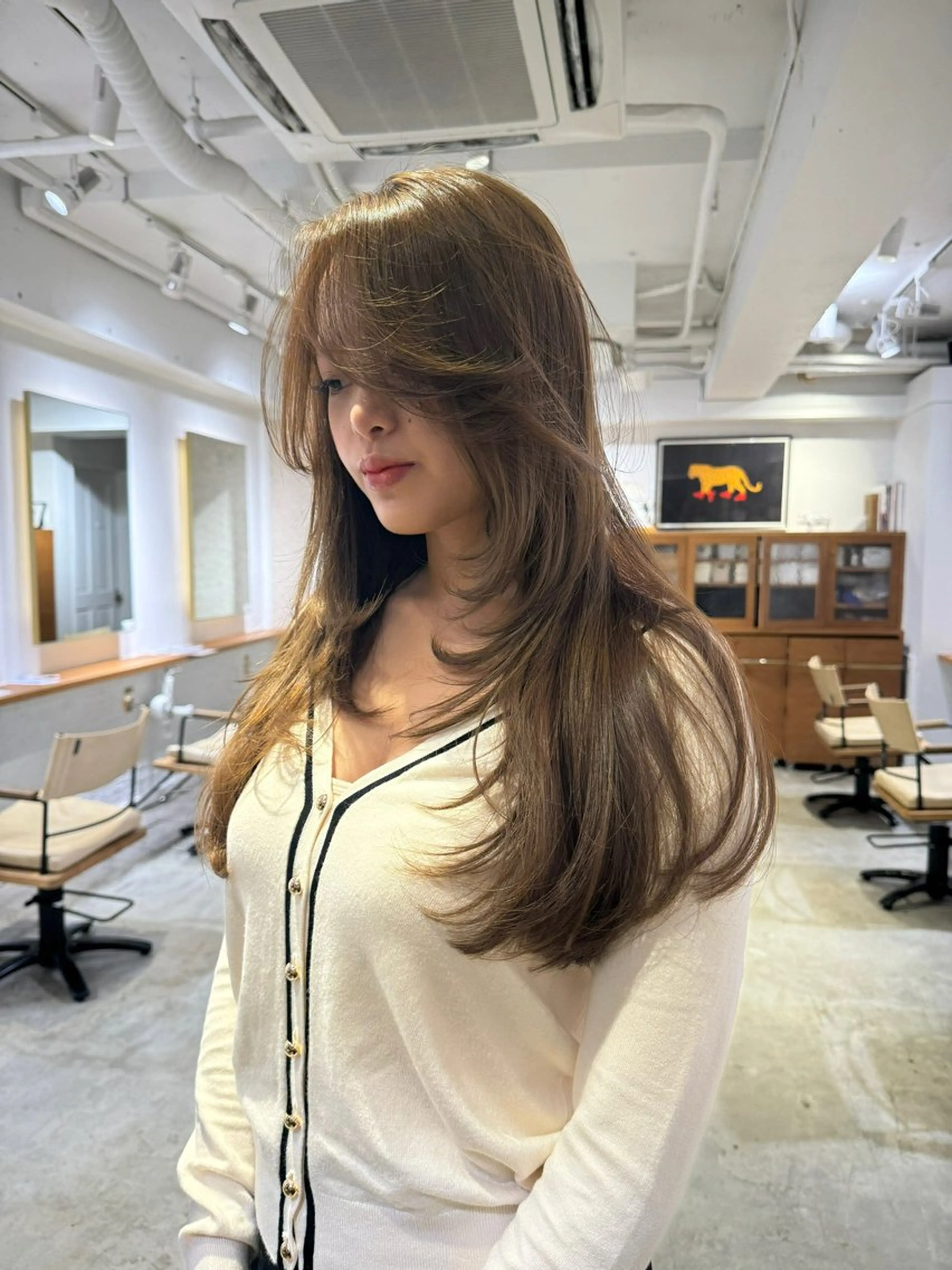 ロング カラー ブラウンカラー レイヤーカット ナガミネアリサ/ 学芸大学/海外ヘアのヘアスタイル