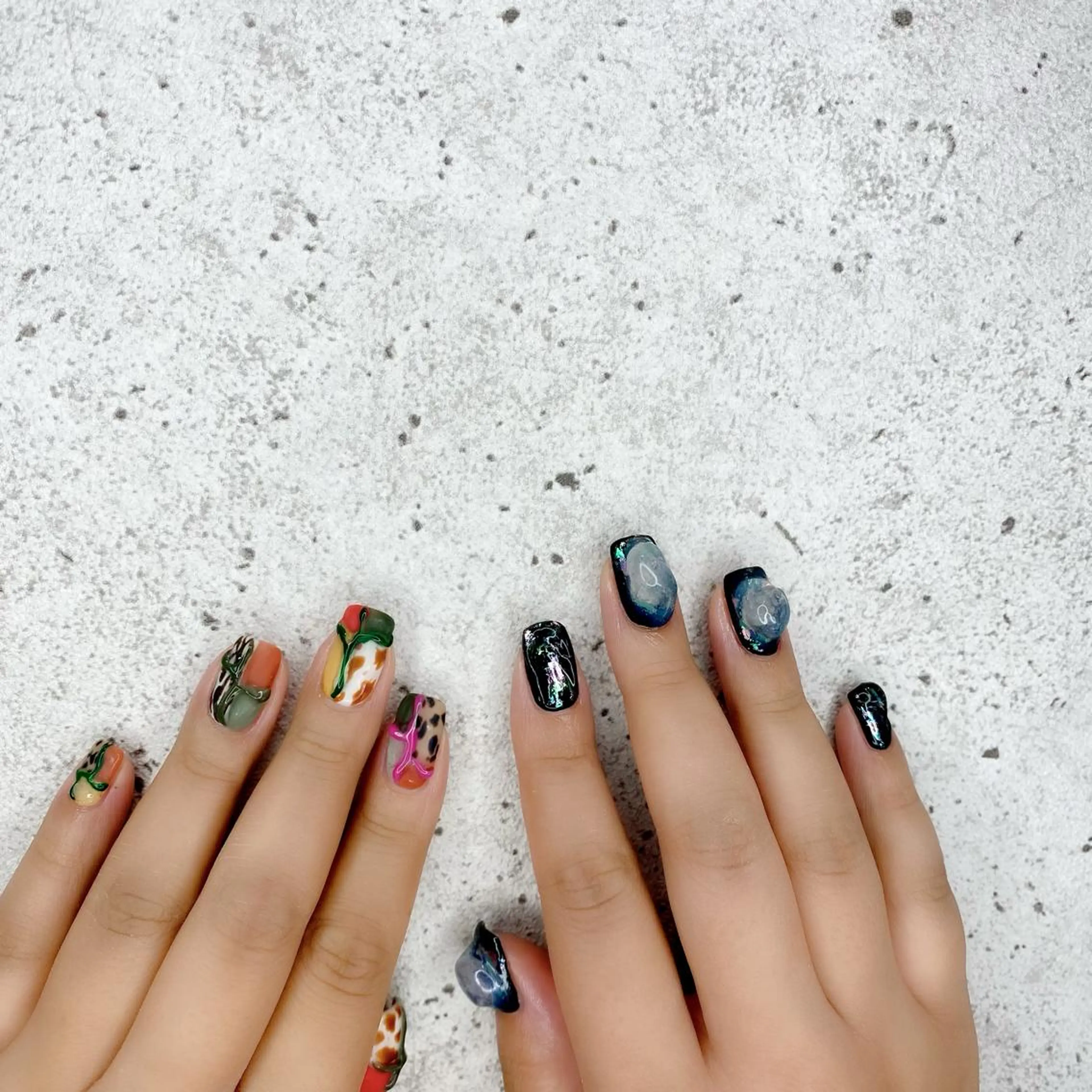 セミロング カラー パーマ ヘアアレンジ メンズ キッズ ネイル マツエク・マツパ アニマル柄 ハンドネイル Salon Ｋのネイルデザイン