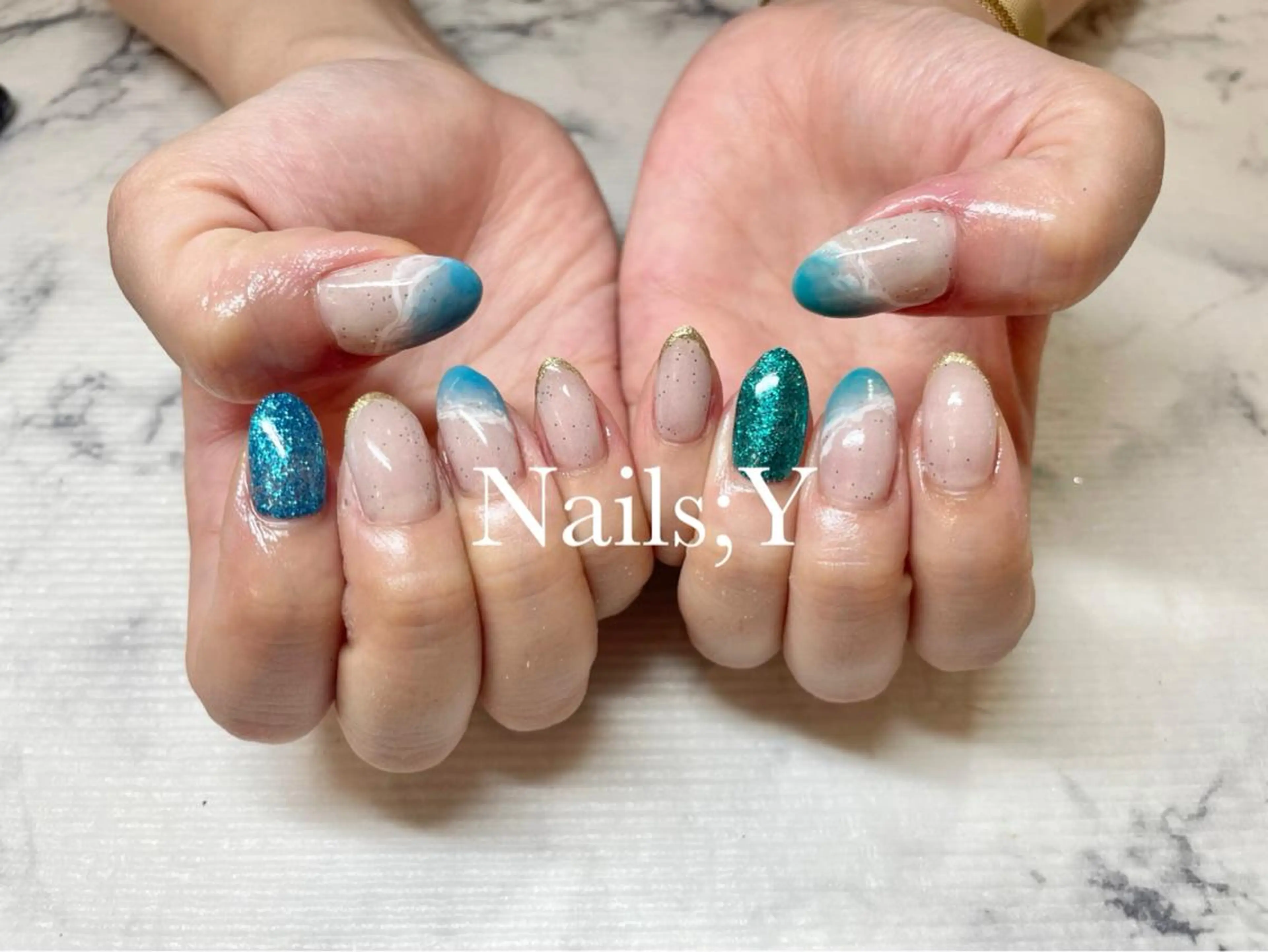ネイル ブルー 持ち込み 夏ネイル yo koのネイルデザイン