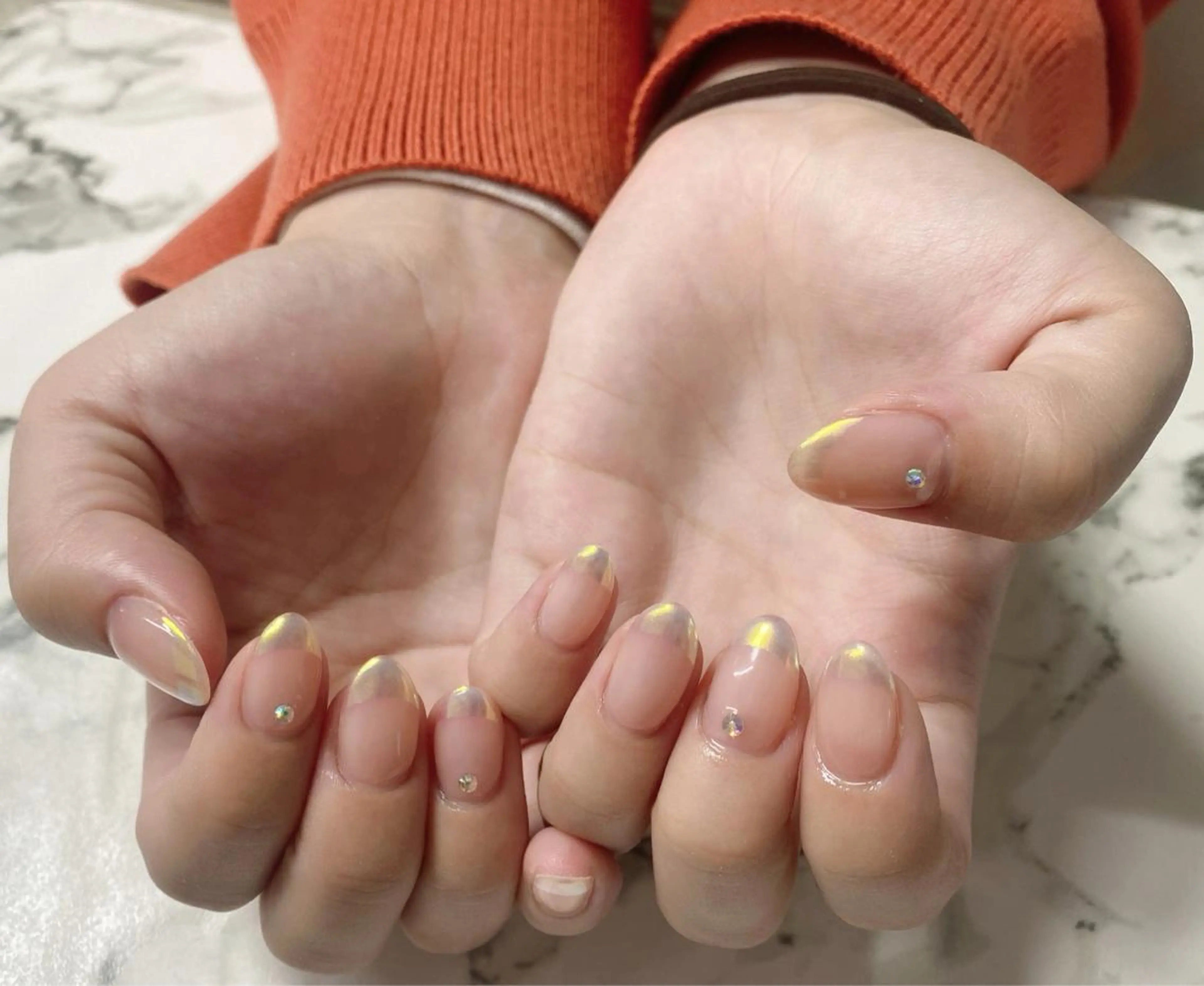 カラー メンズ ネイル フレンチネイル Q Free nailsのネイルデザイン