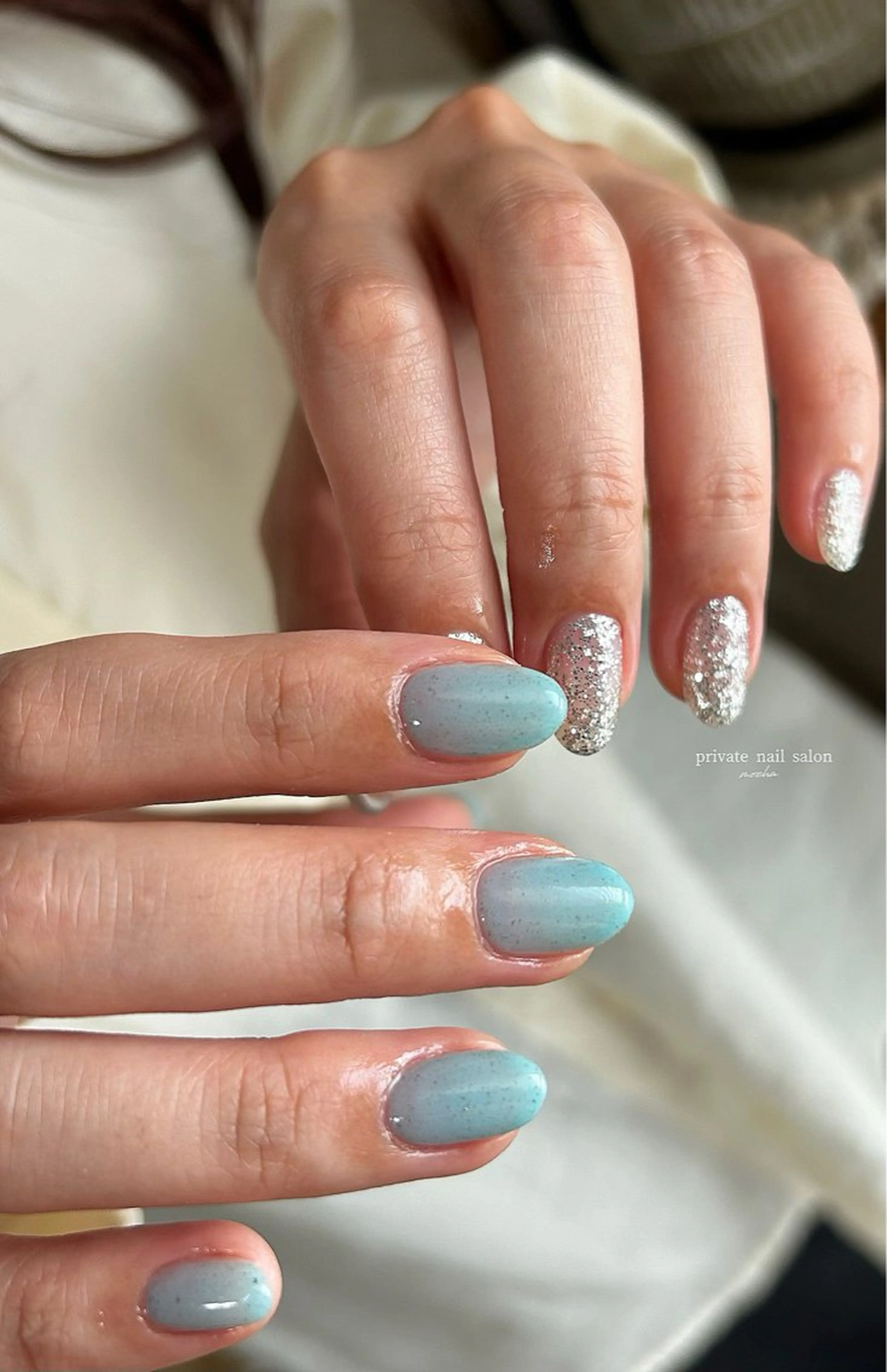 ネイル カジュアル フレンチネイル マグネットネイル ミラーネイル ニュアンスネイル mocha nailのネイルデザイン